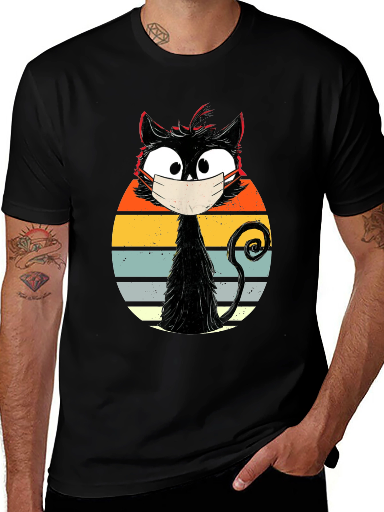 Variant 12 of Masked Cat T-Shirt - Quirky Retro Design