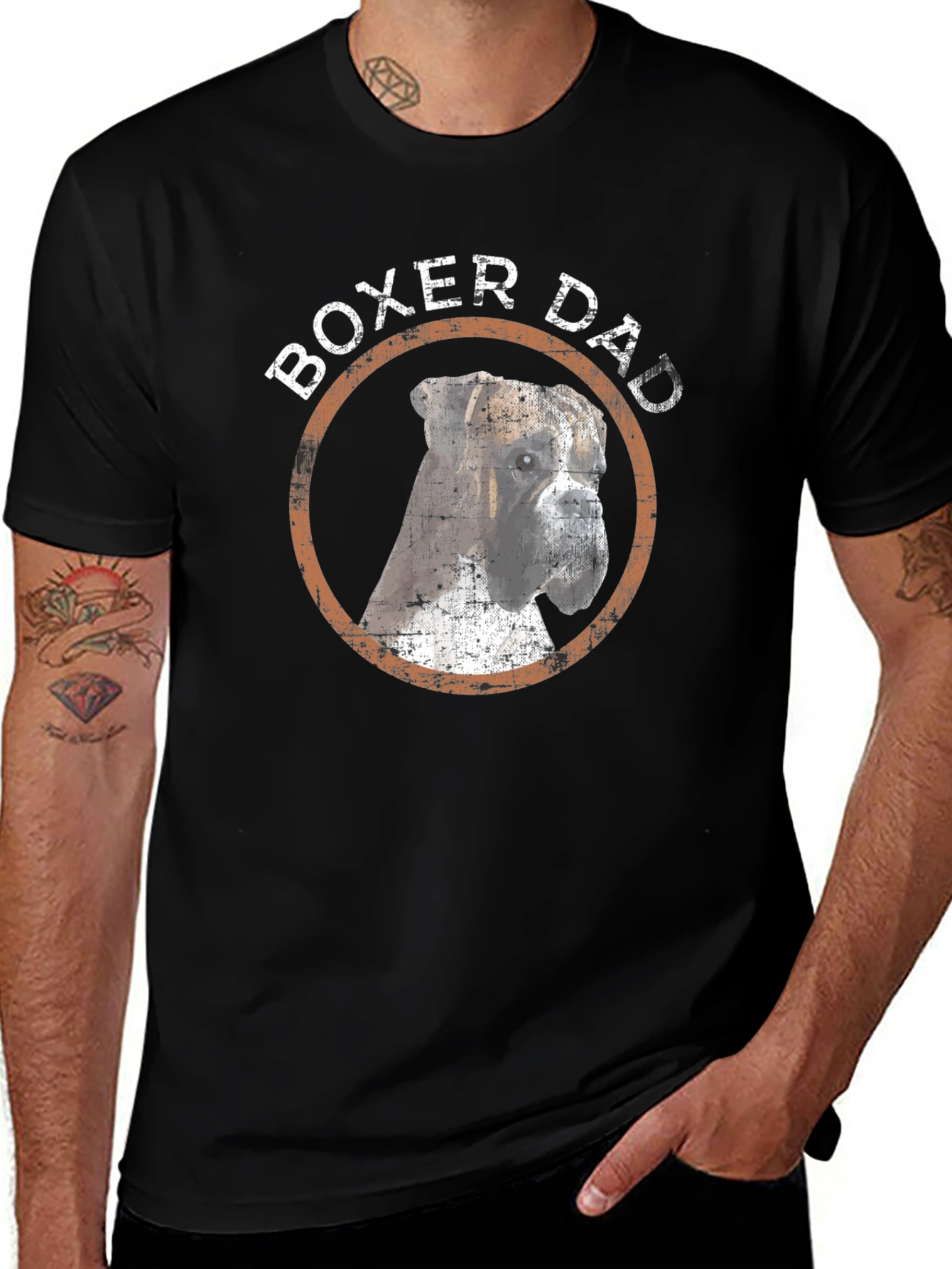 Boxer Dad Graphic Tee - Black Cotton T-Shirt