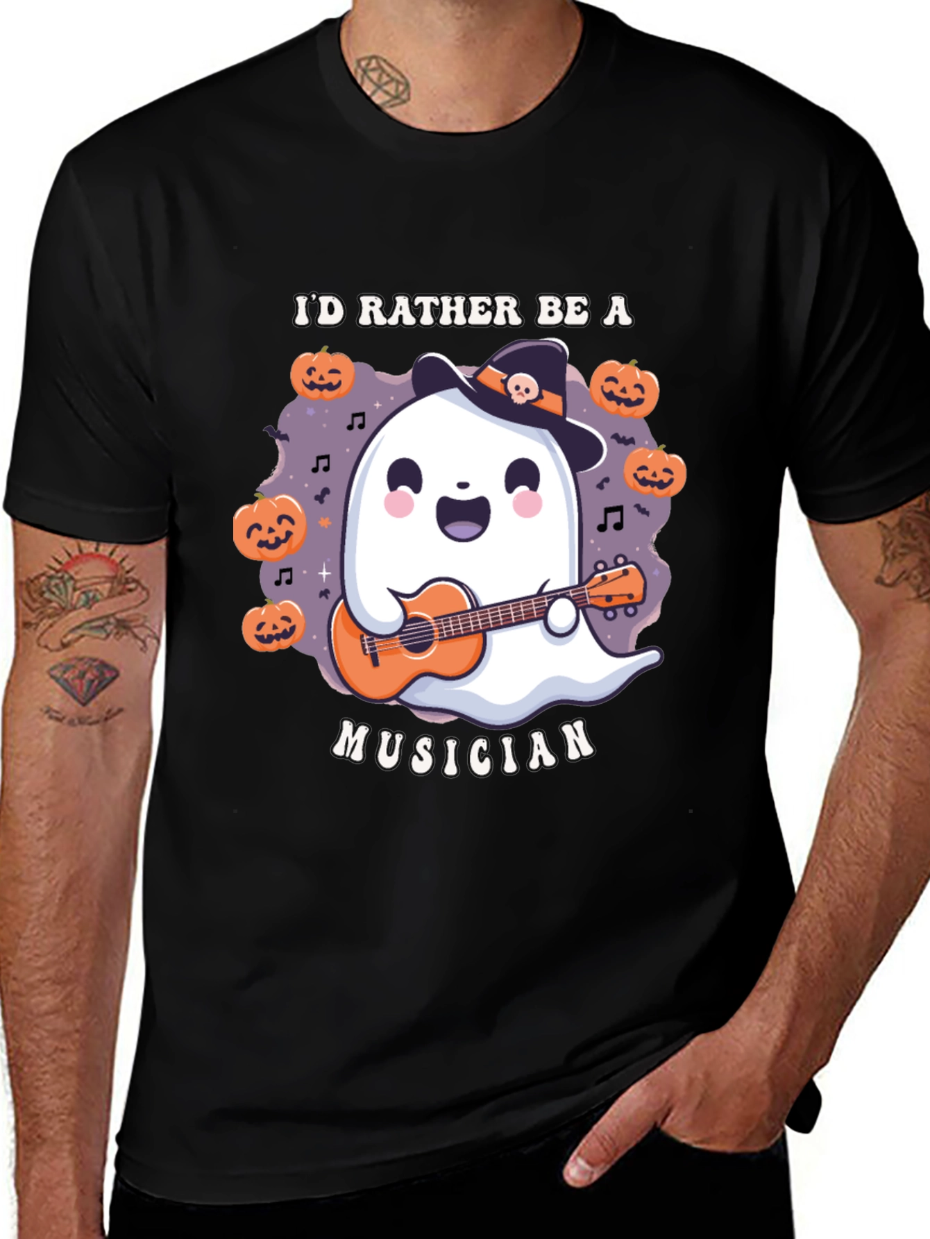 Variant 2 of Ghost Musician Halloween T-Shirt
