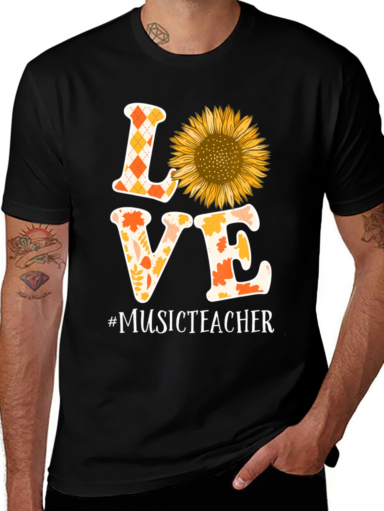 Variant 7 of Love Music Teacher Sunflower Graphic Tee