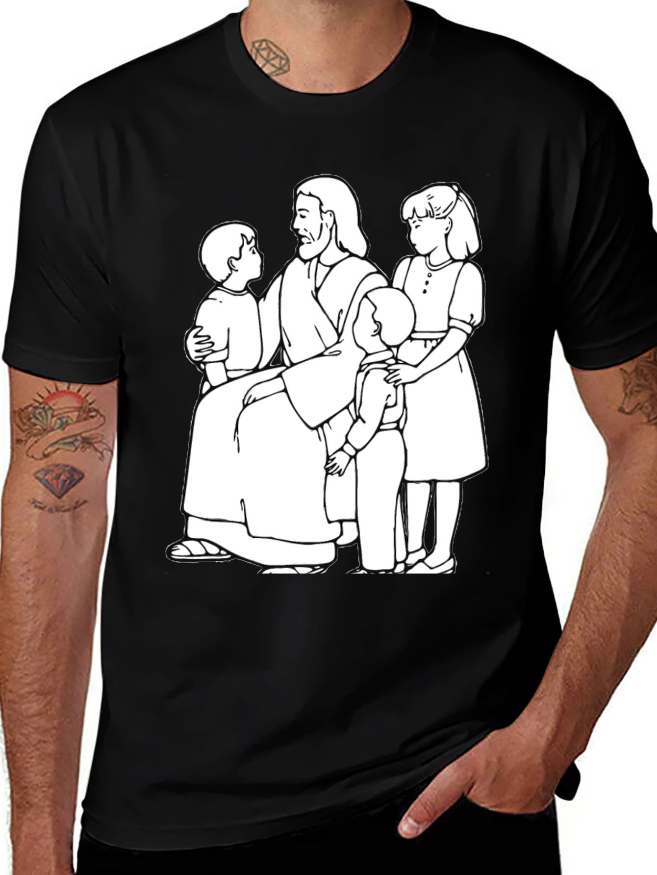 Jesus & Children Graphic Tee - Black