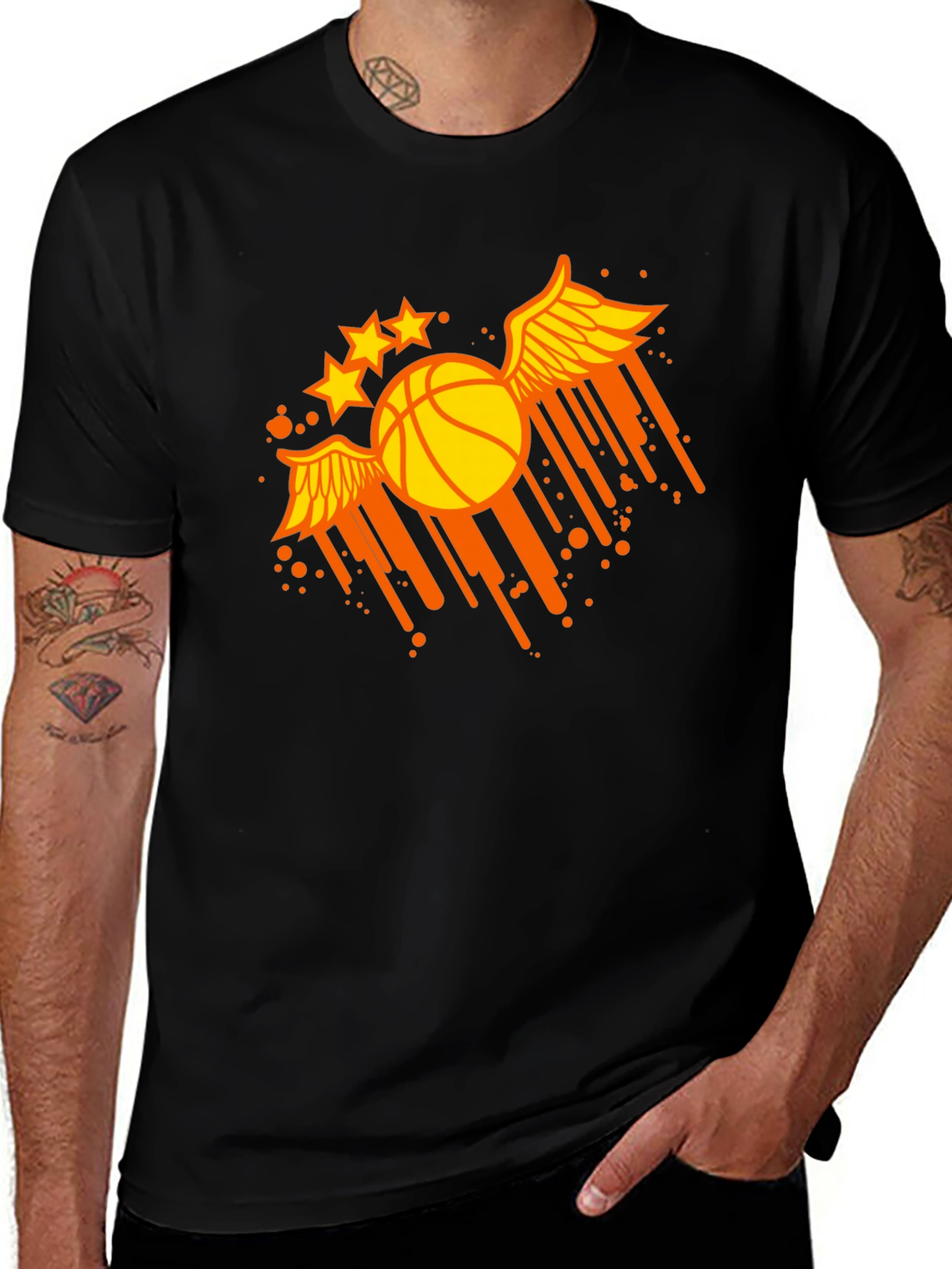 Variant 20 of Winged Basketball Graphic Tee - Sporty & Stylish