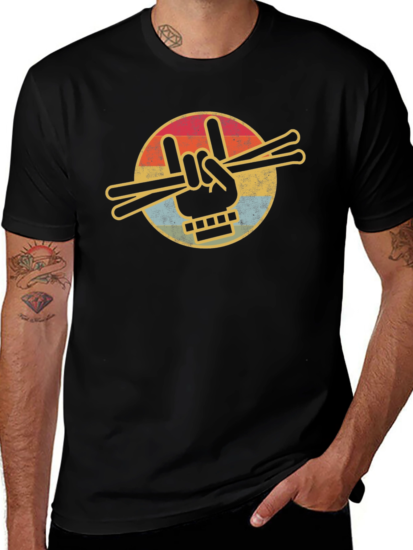 Variant 19 of Vintage Rock Hand Drumsticks T-Shirt