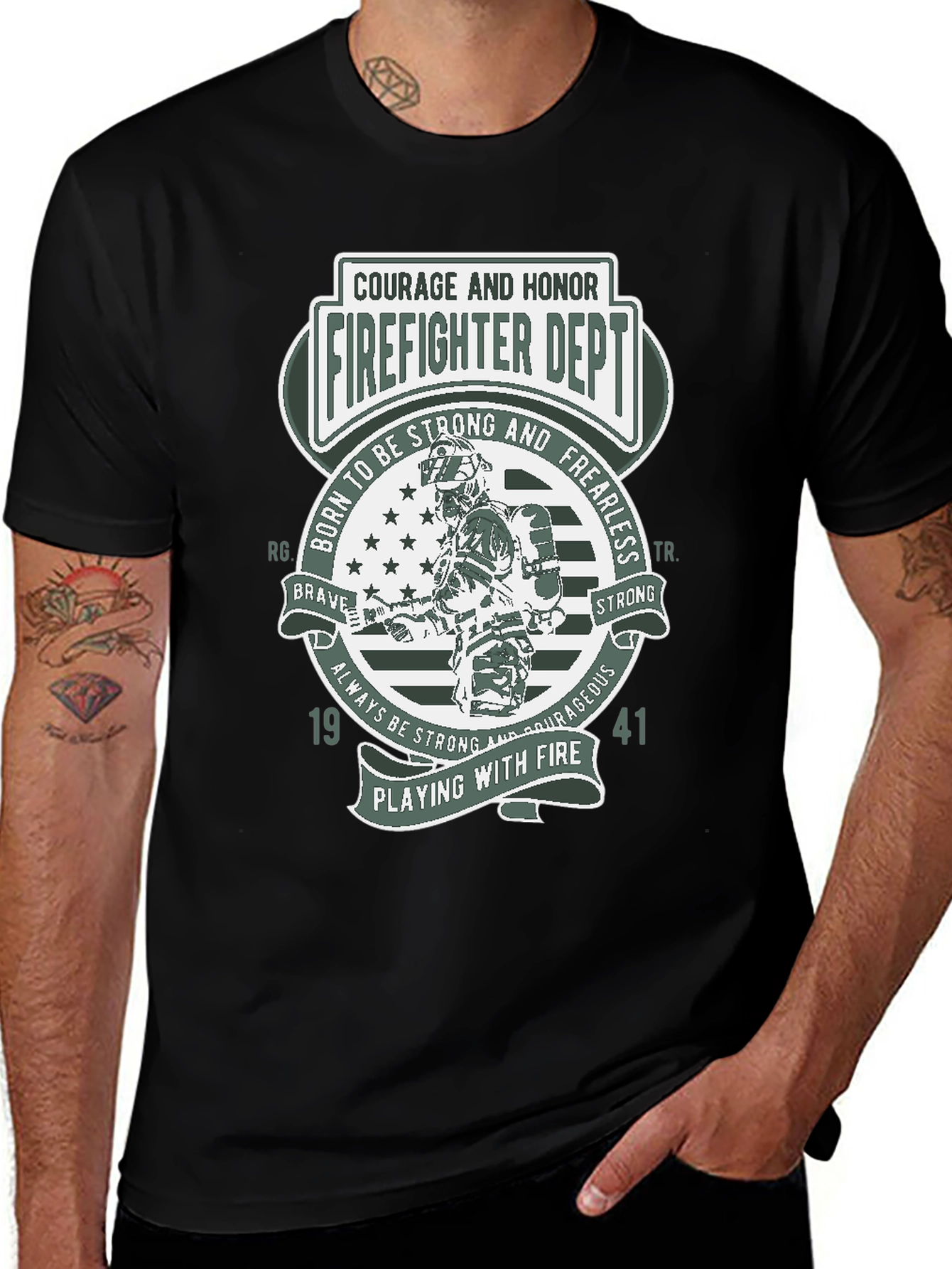 Variant 10 of Firefighter Dept Courage & Honor Tee