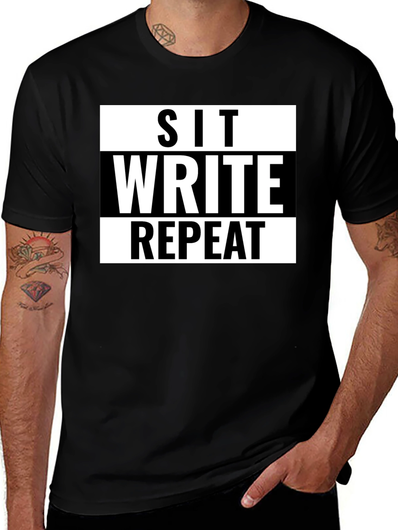 Variant 26 of Sit Write Repeat Graphic Tee - Writer's T-Shirt
