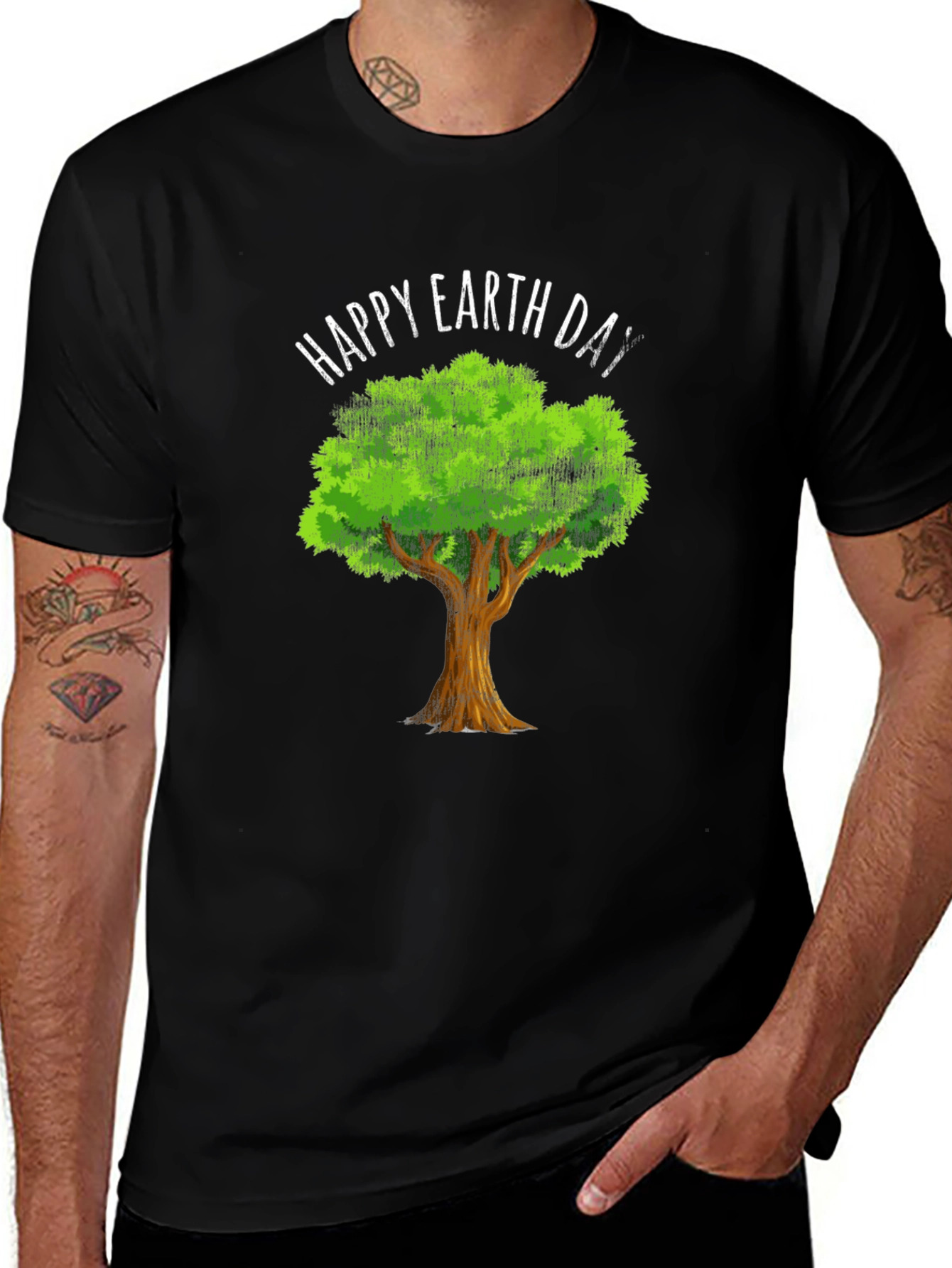 Happy Earth Day Tree Graphic Tee - Eco-Friendly Design