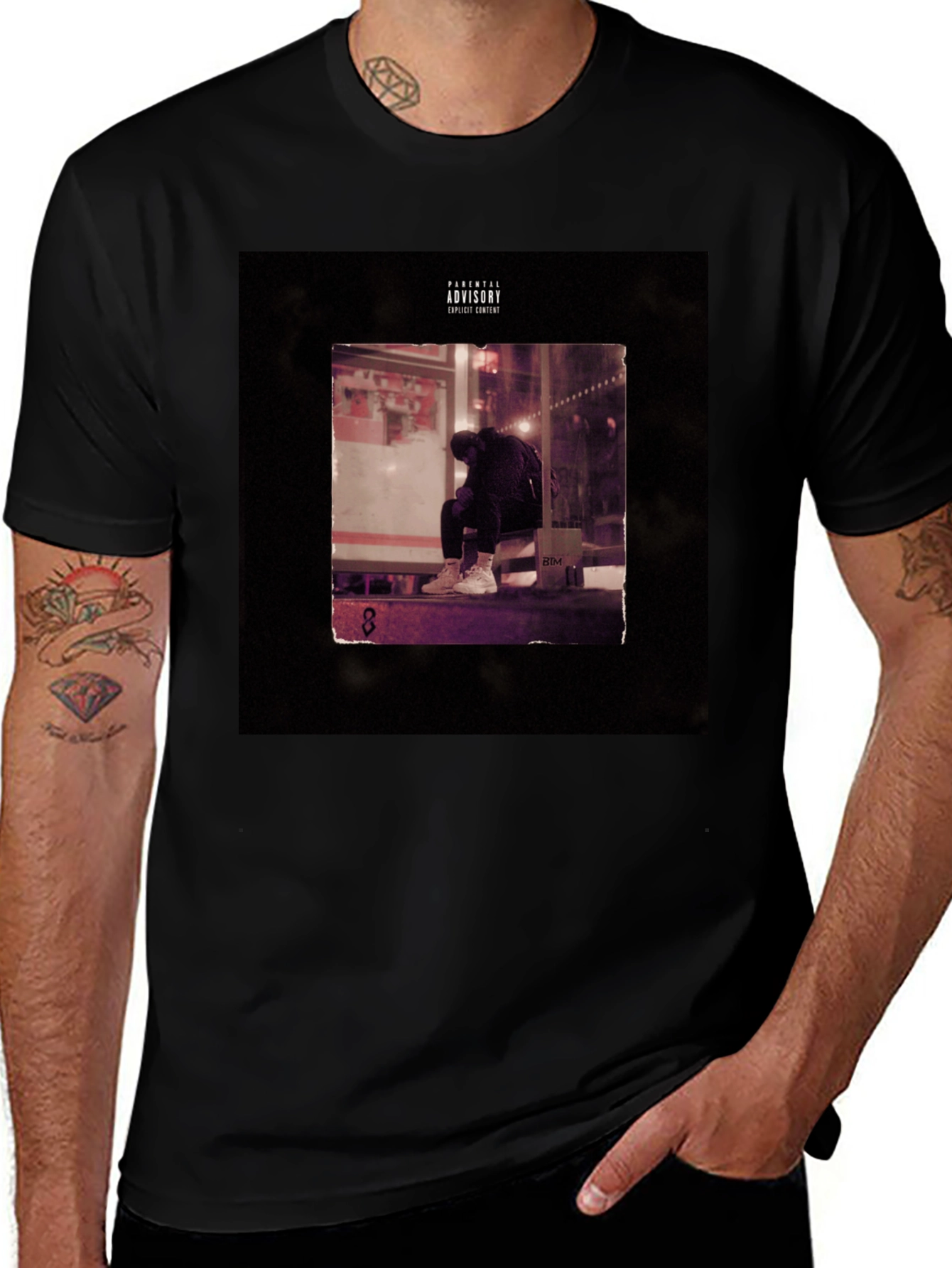 Black Graphic Tee - Parental Advisory Album Cover