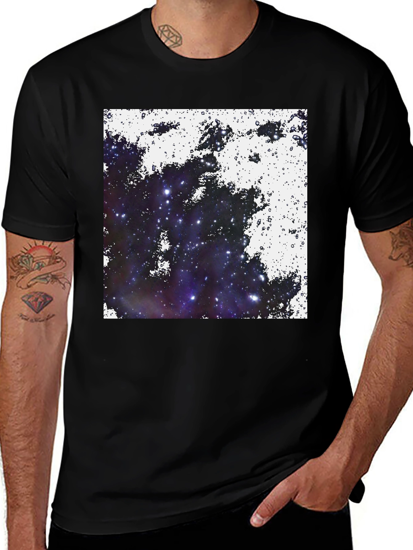 Variant 10 of Galaxy Print Black Tee - Cosmic Comfort