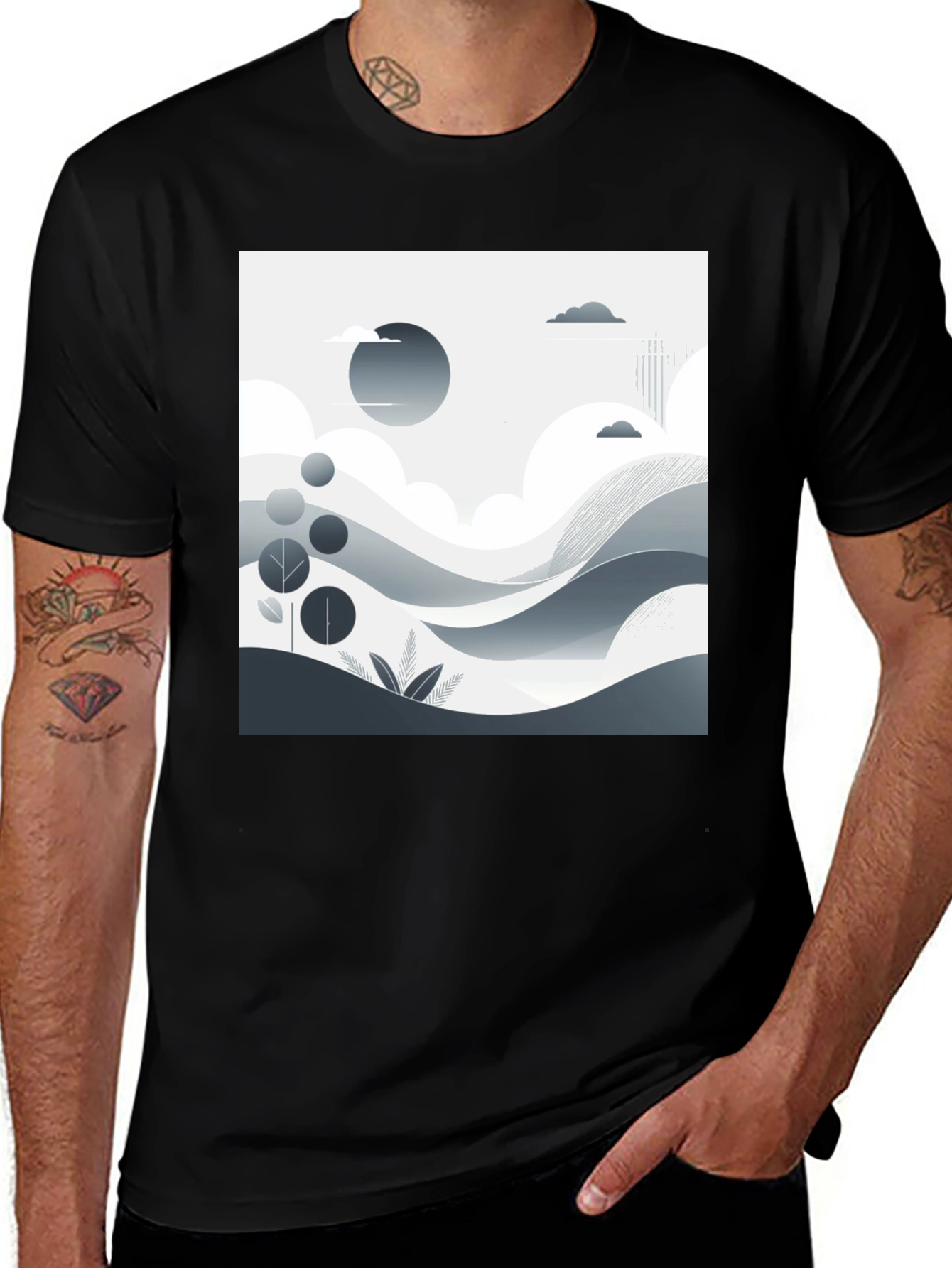 Variant 9 of Monochrome Landscape Graphic T-Shirt