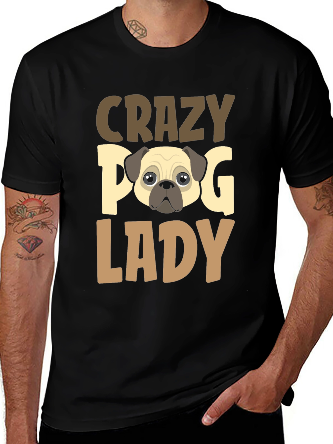 Crazy Dog Lady Graphic Tee - Pug Lover Shirt