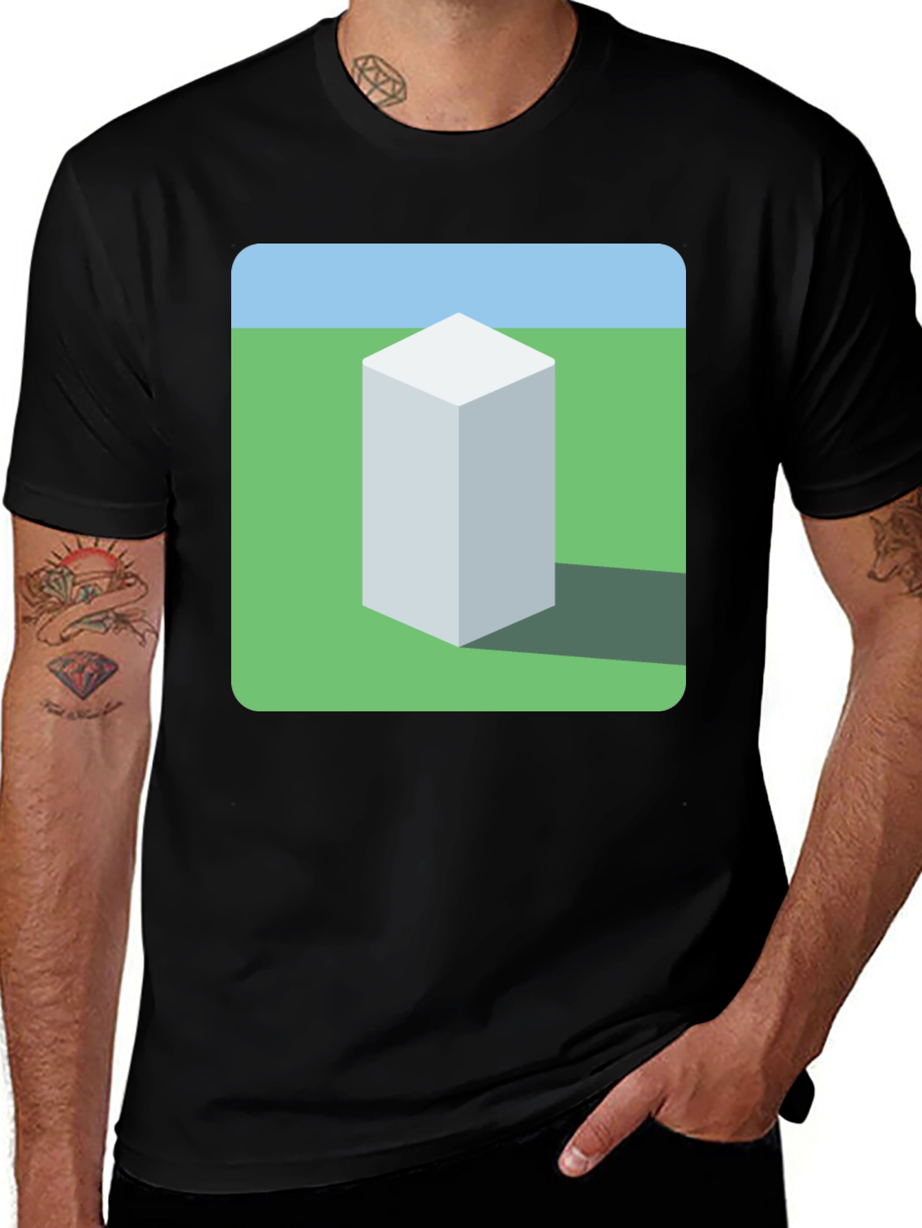 Variant 24 of Geometric Cube Landscape Graphic Tee