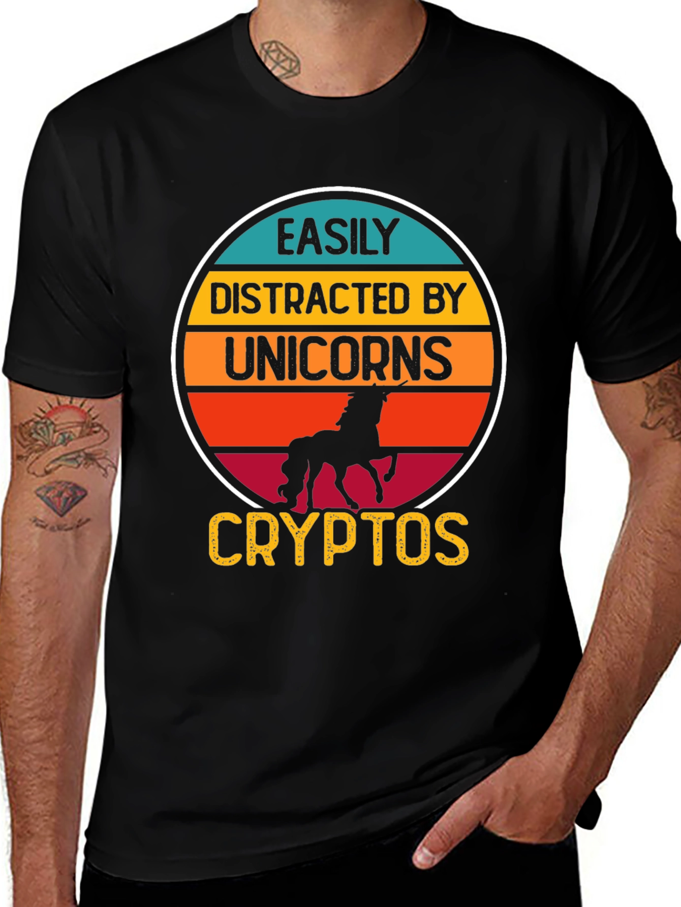 Variant 20 of Easily Distracted By Unicorns and Cryptos T-Shirt