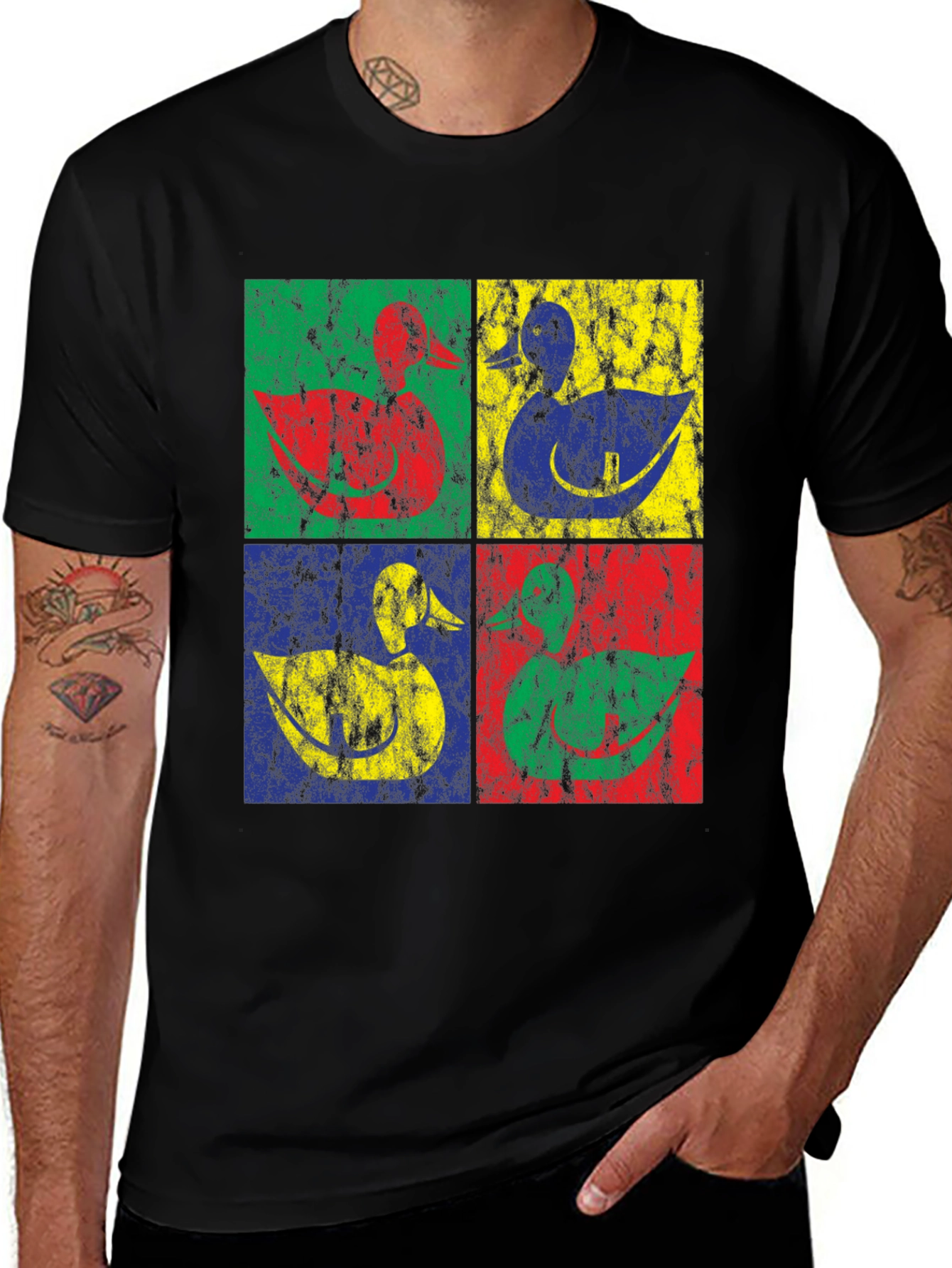Variant 15 of Retro Duck Square Graphic Print T-Shirt