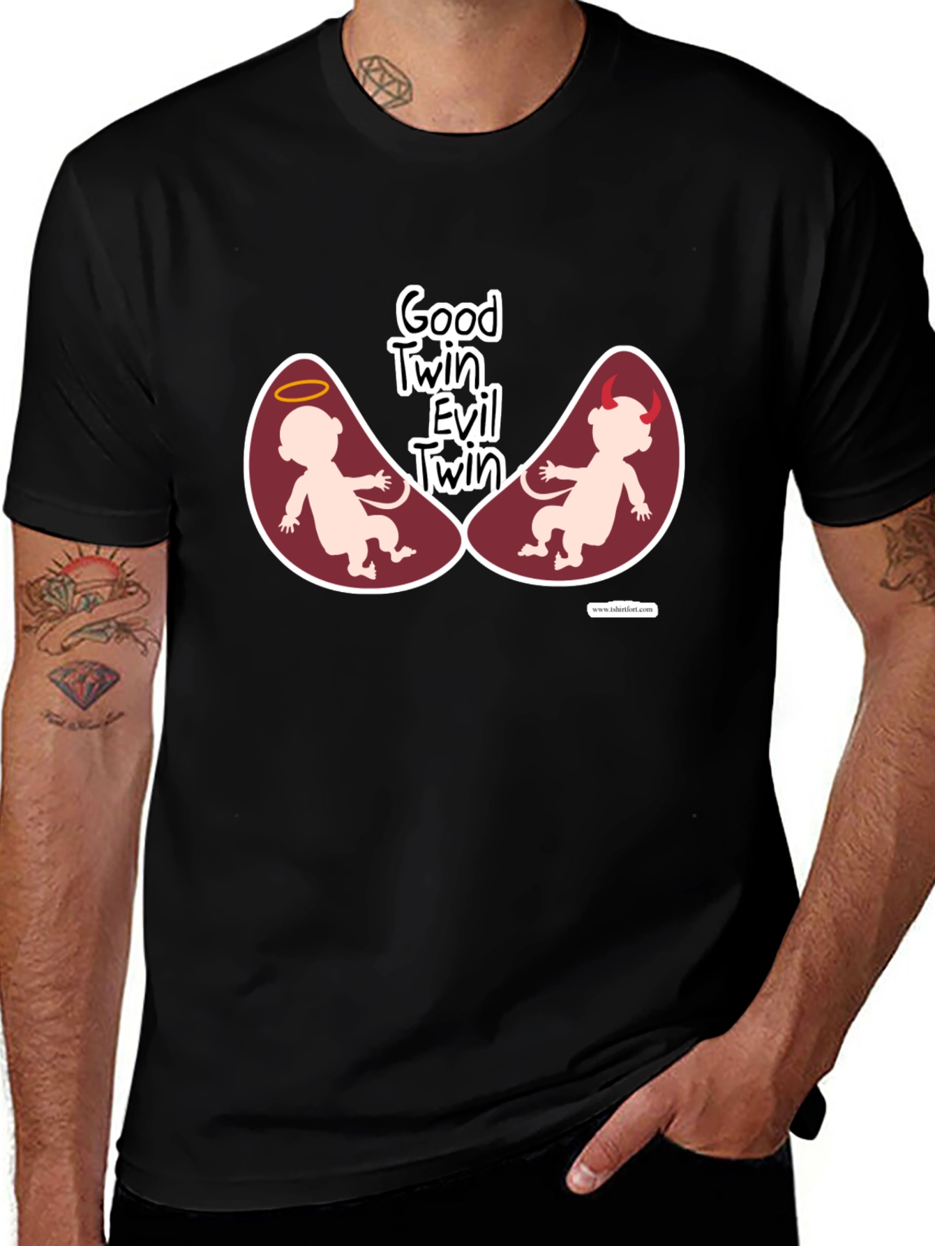 Variant 28 of Good Twin Evil Twin Graphic T-Shirt