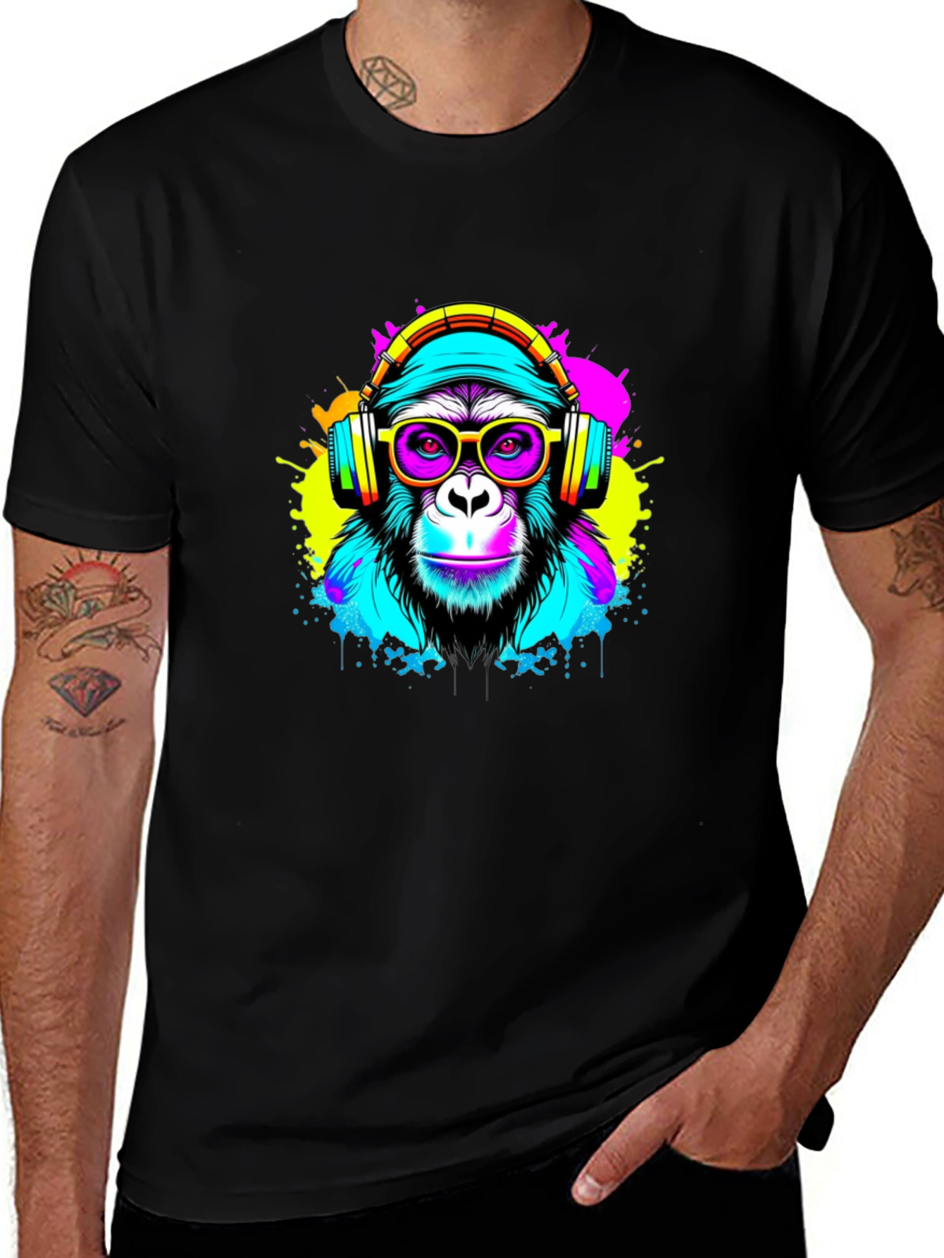 Variant 24 of Neon Monkey Graphic Tee - DJ Ape Shirt