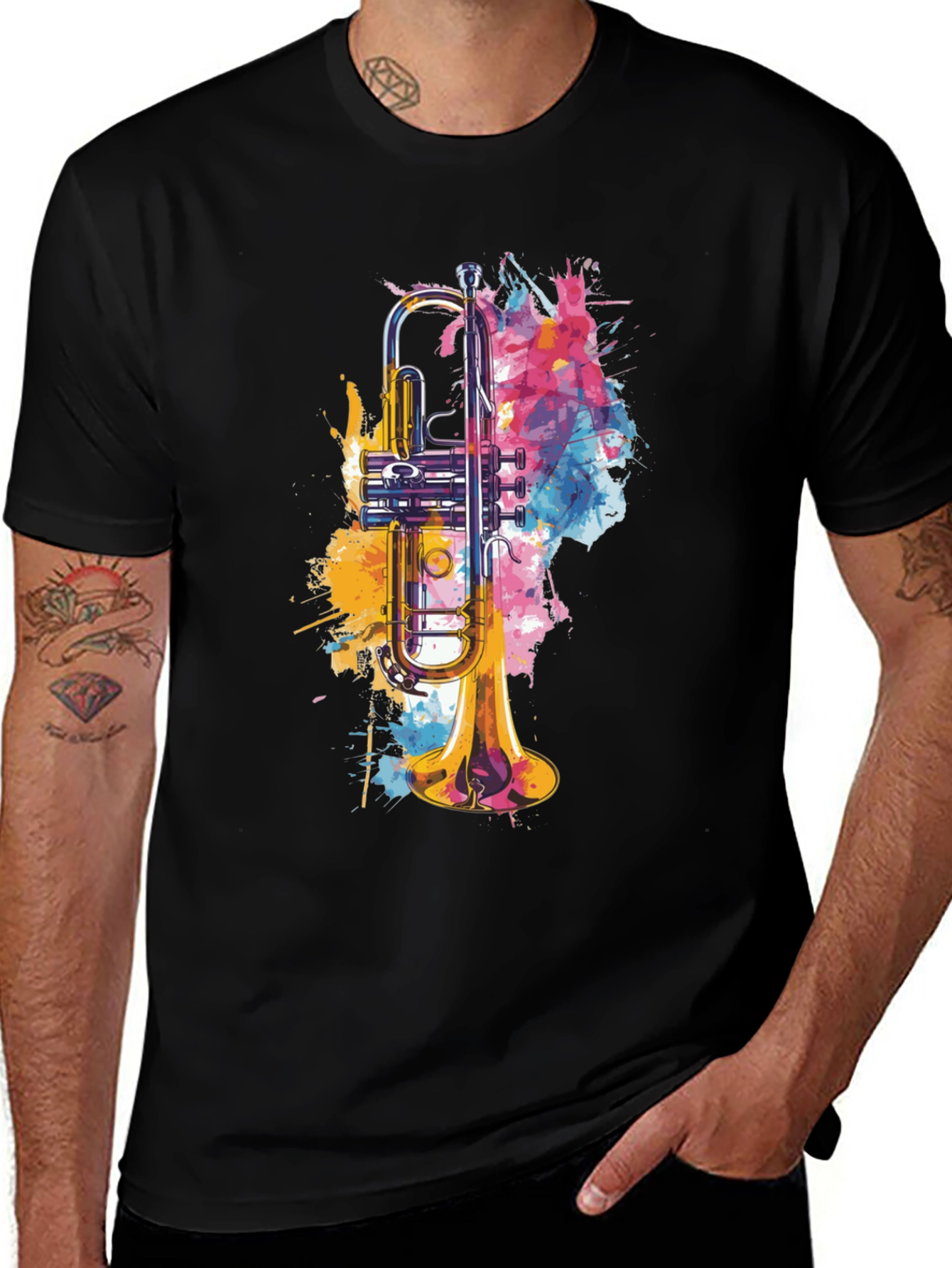 Variant 7 of Abstract Trumpet Graphic Tee - Music Lover's T-Shirt