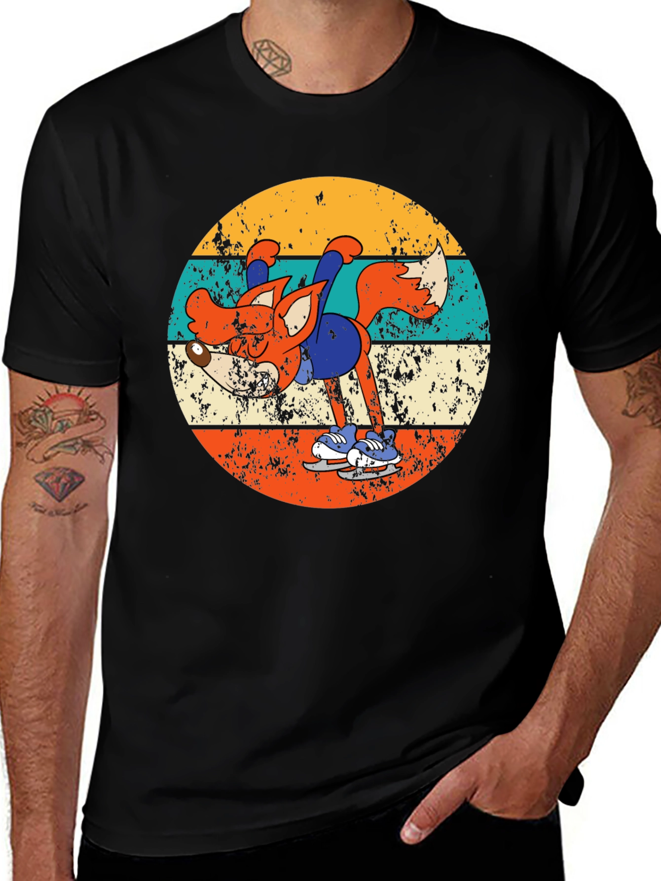 Variant 2 of Retro Fox Ice Skating T-Shirt