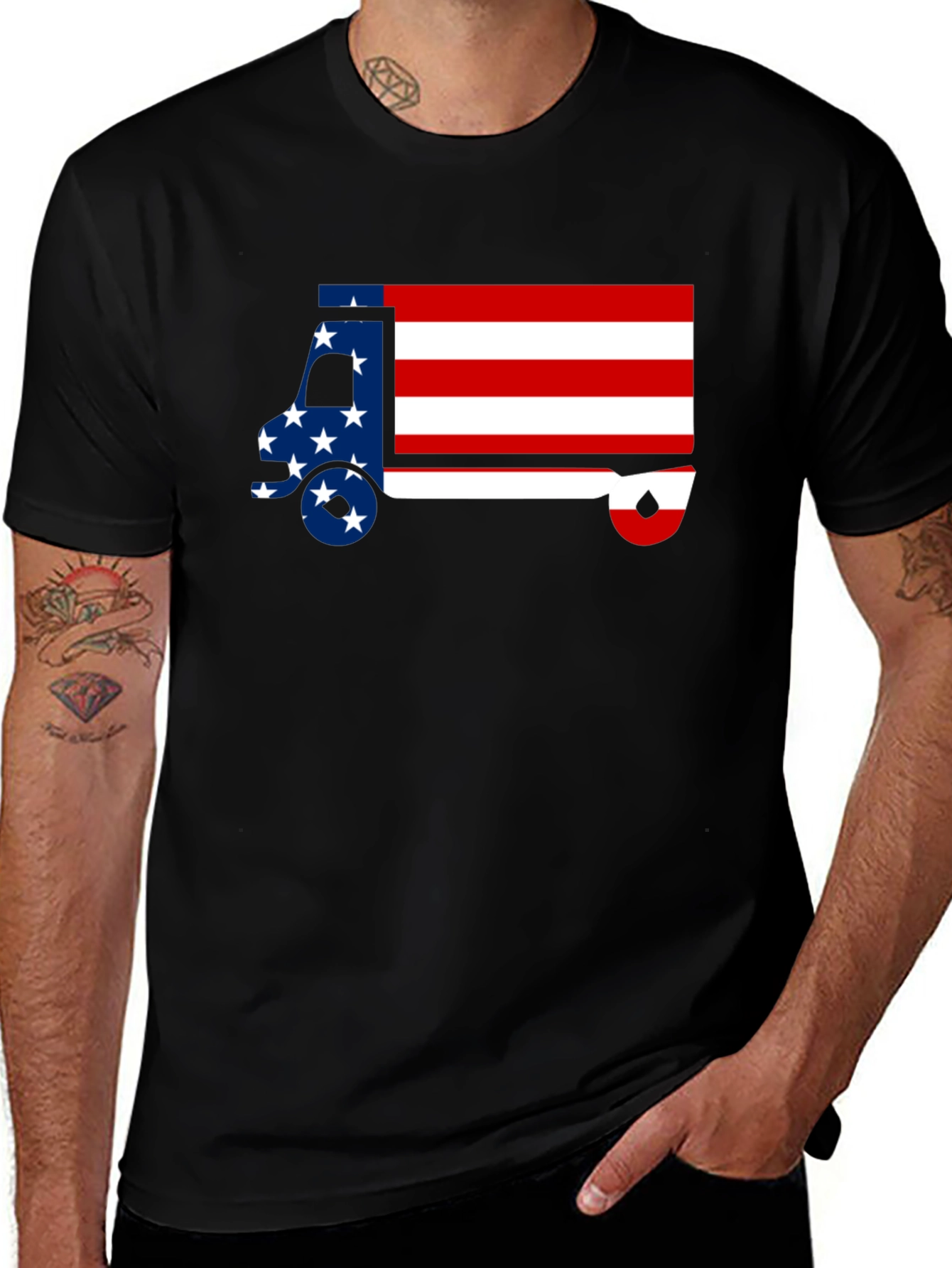 American Flag Truck Graphic Tee - Patriotic Style