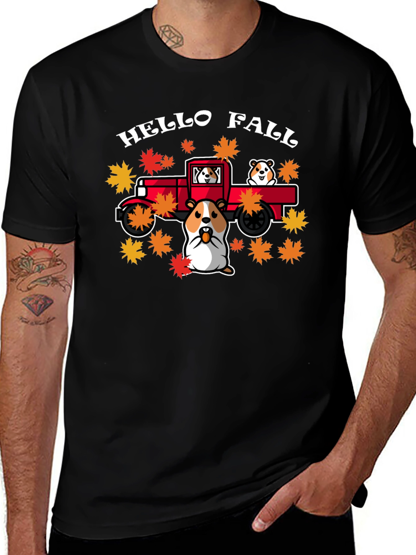 Variant 23 of Hello Fall Hamster Truck T-Shirt