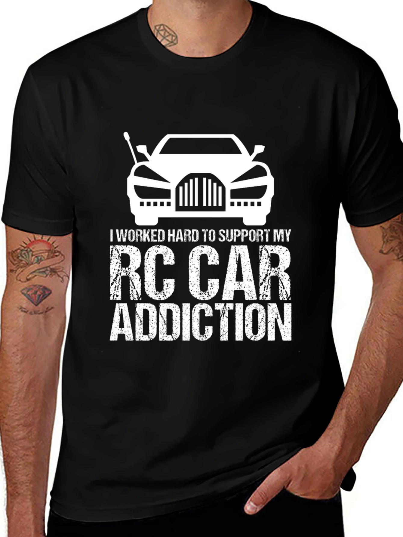 RC Car Addiction T-Shirt - Black, Humorous Design