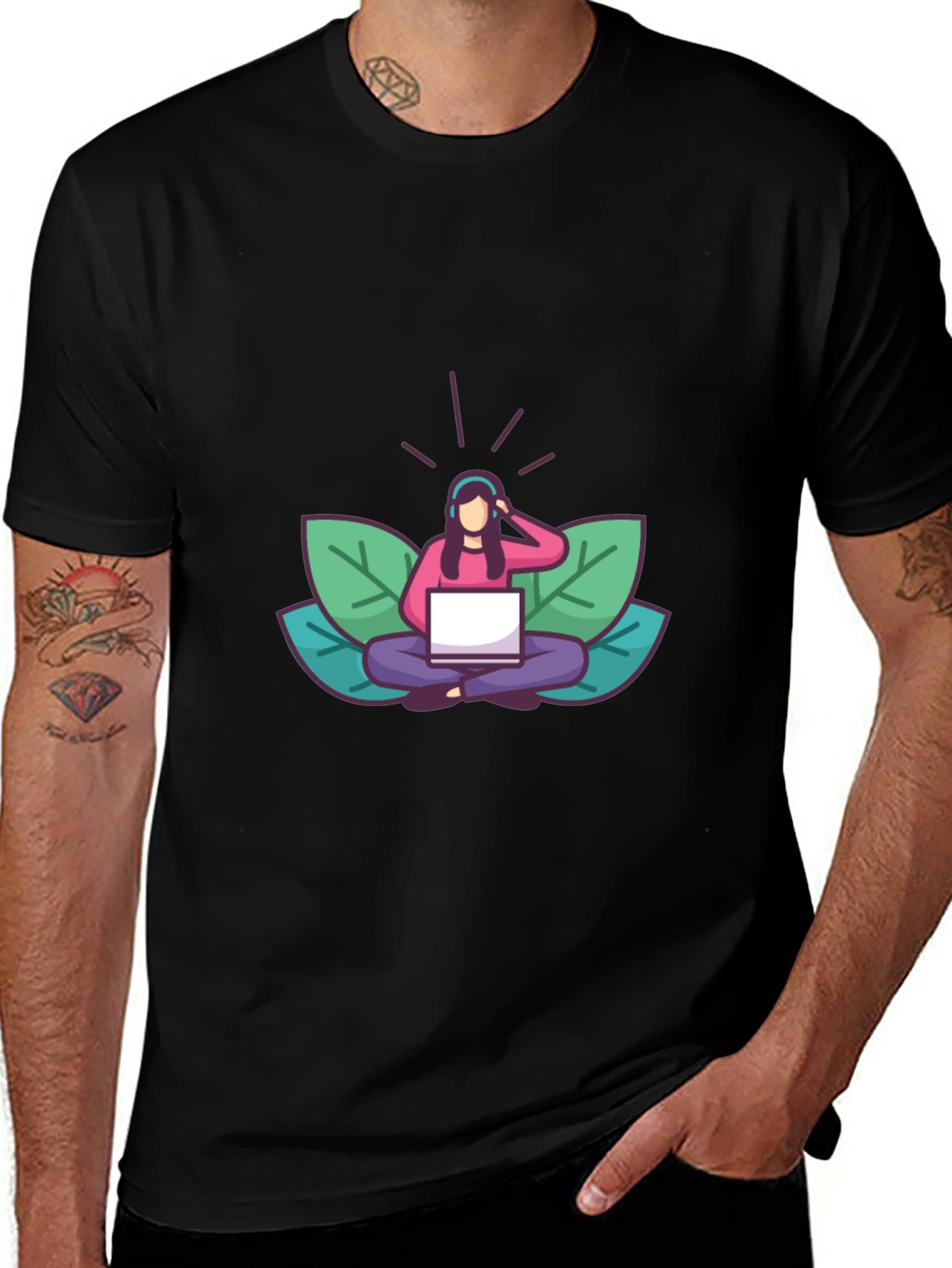 Variant 25 of Black T-shirt with Meditating Woman Graphic