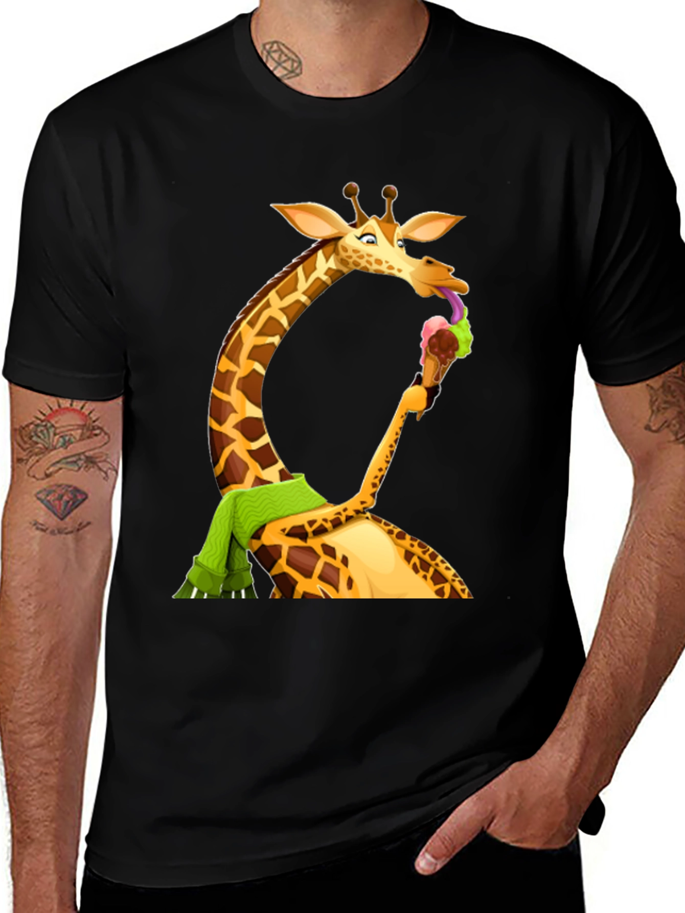 Variant 13 of Giraffe Ice Cream T-Shirt - Fun Novelty Tee
