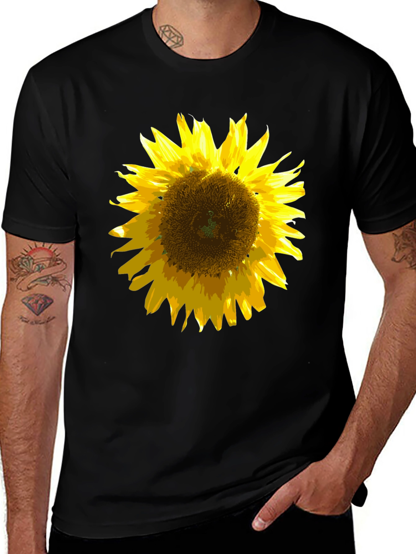Variant 27 of Sunflower Graphic Black T-Shirt