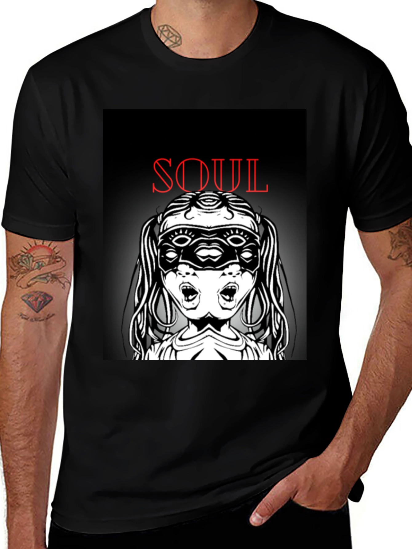 Variant 28 of Soul Graphic T-Shirt - Black, Unique Design