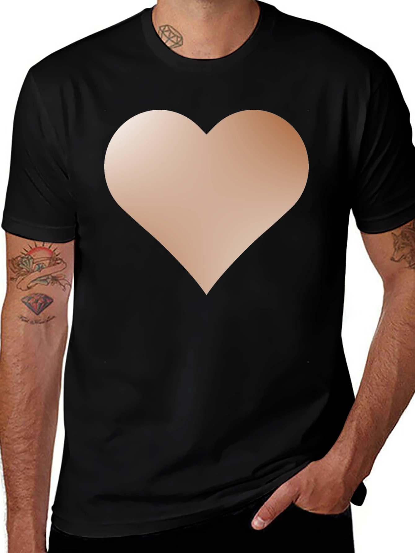 Variant 7 of Heart Graphic Black T-Shirt - Casual Style