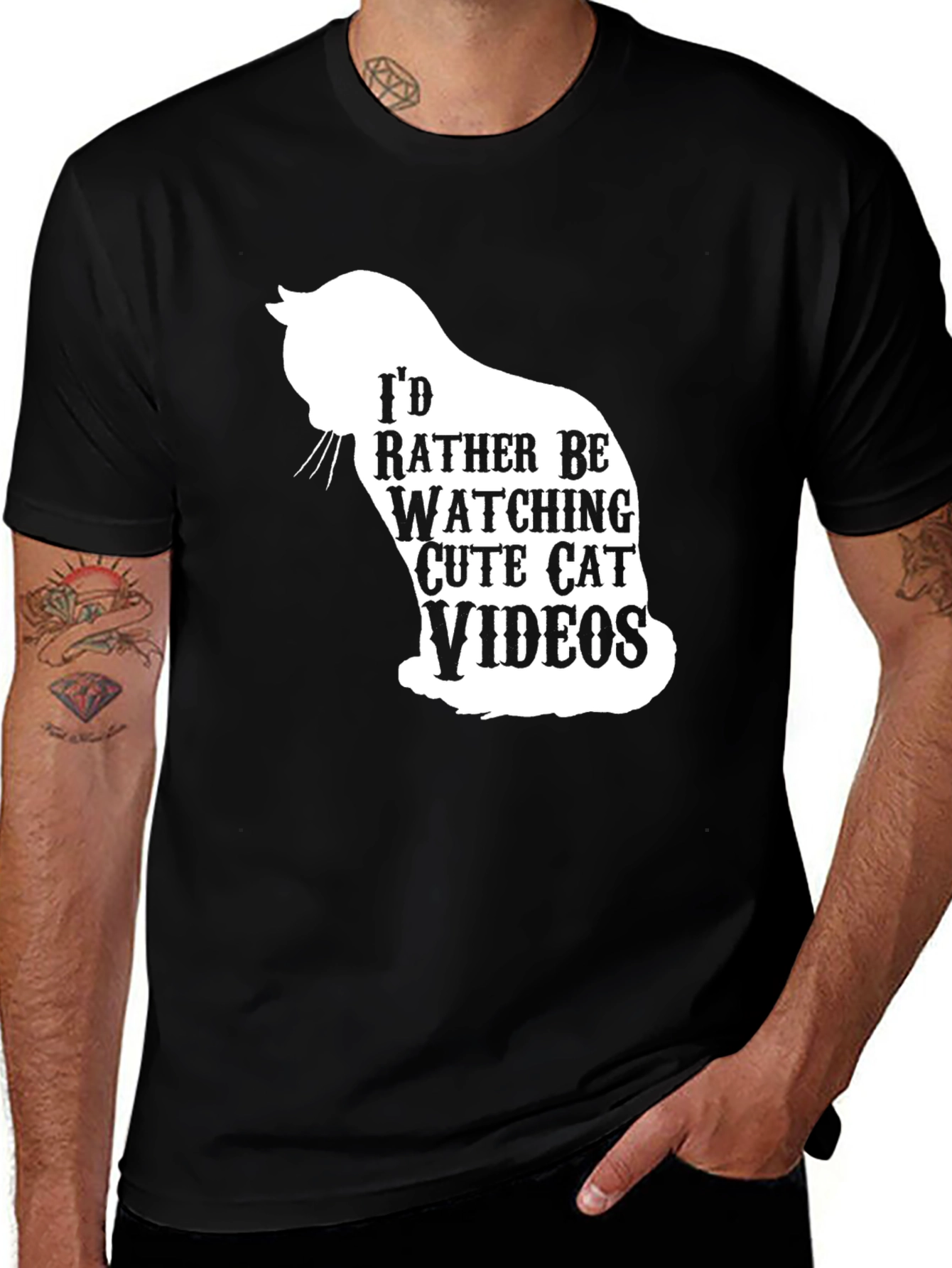 Variant 15 of Cute Cat Videos Graphic T-Shirt - Black