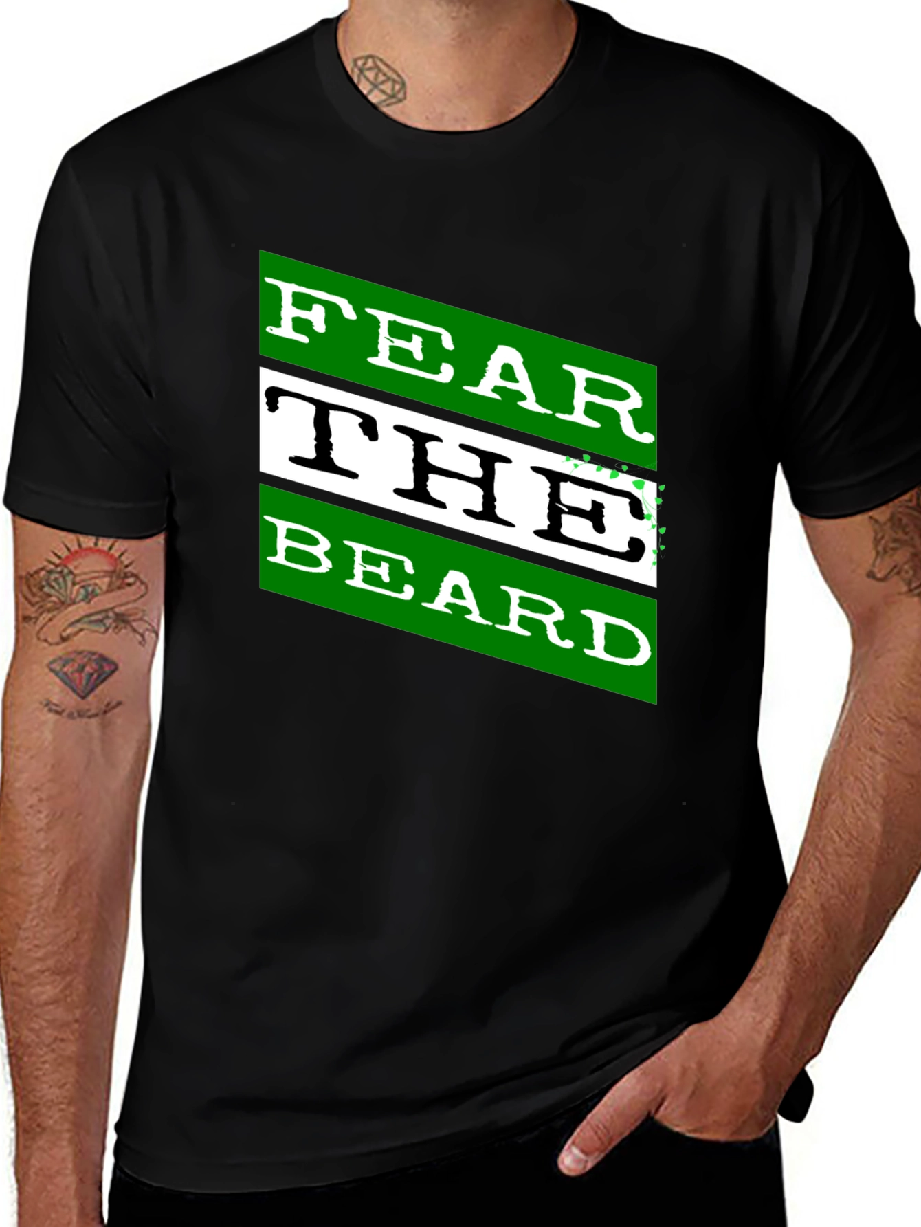 Variant 23 of Fear the Beard Graphic Tee - Trendy Black T-Shirt