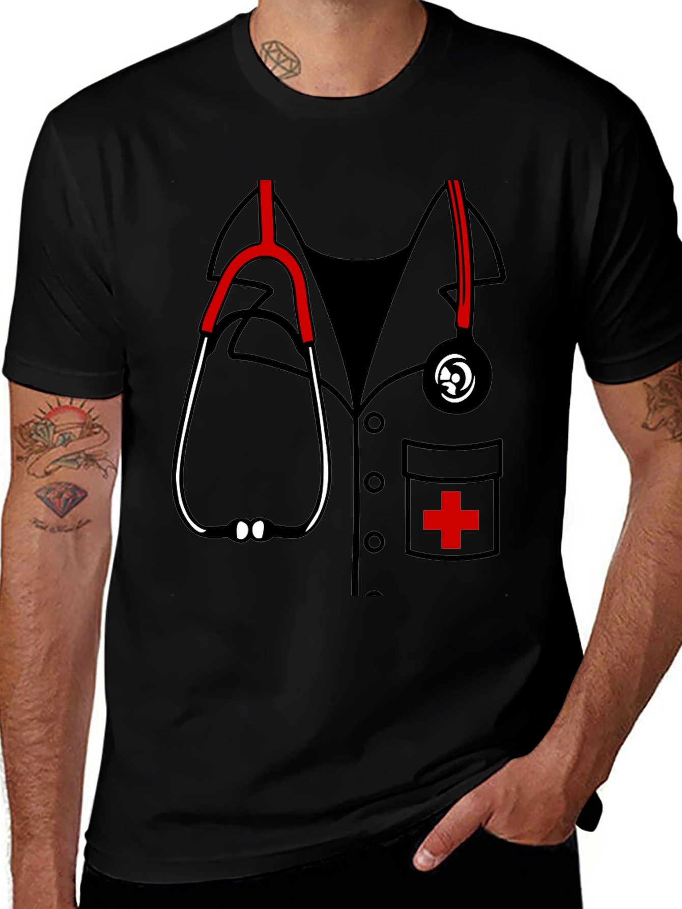Black Funny Doctor Stethoscope Graphic Tee main image