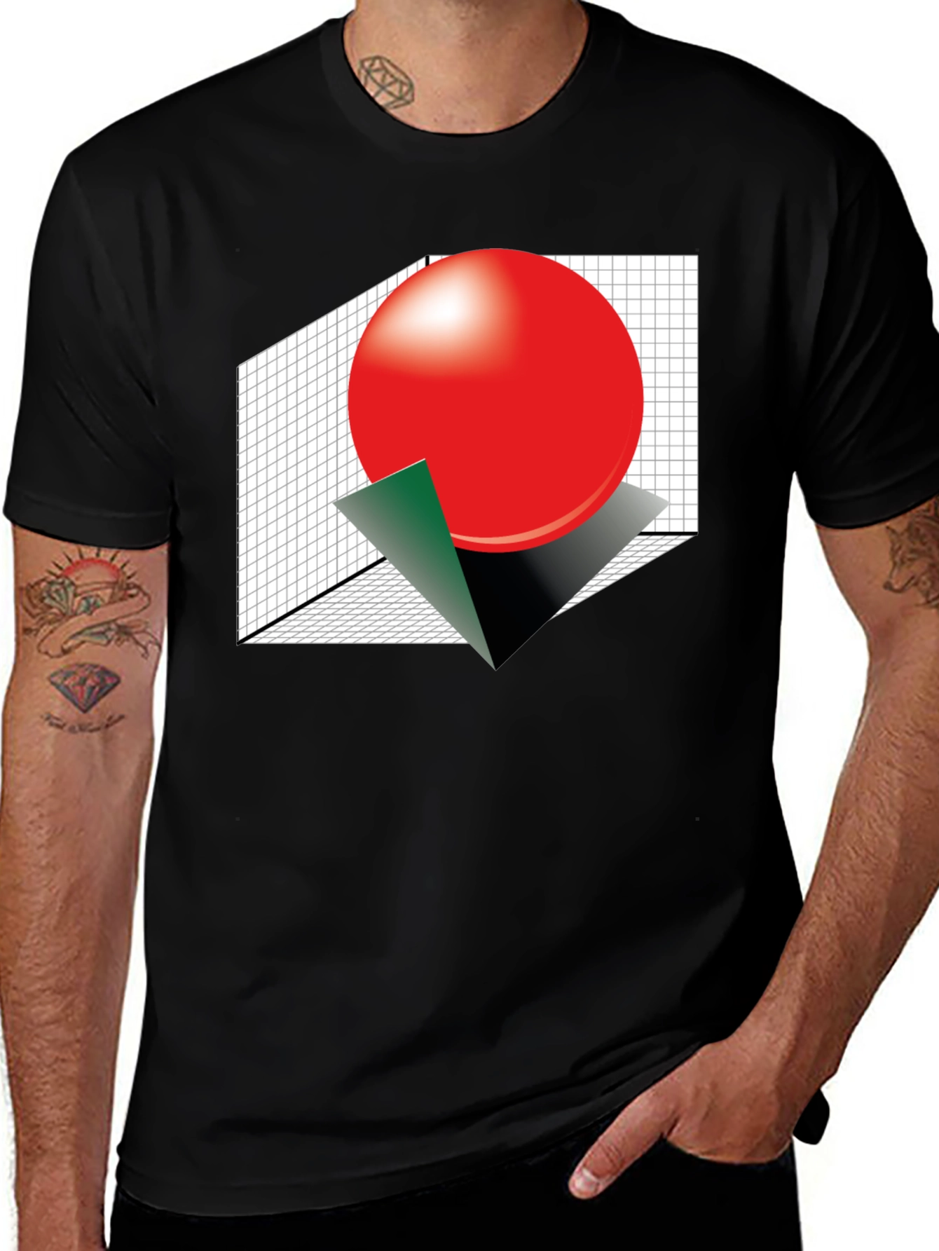 Variant 27 of Abstract Sphere Graphic Tee - Modern Geometric Design