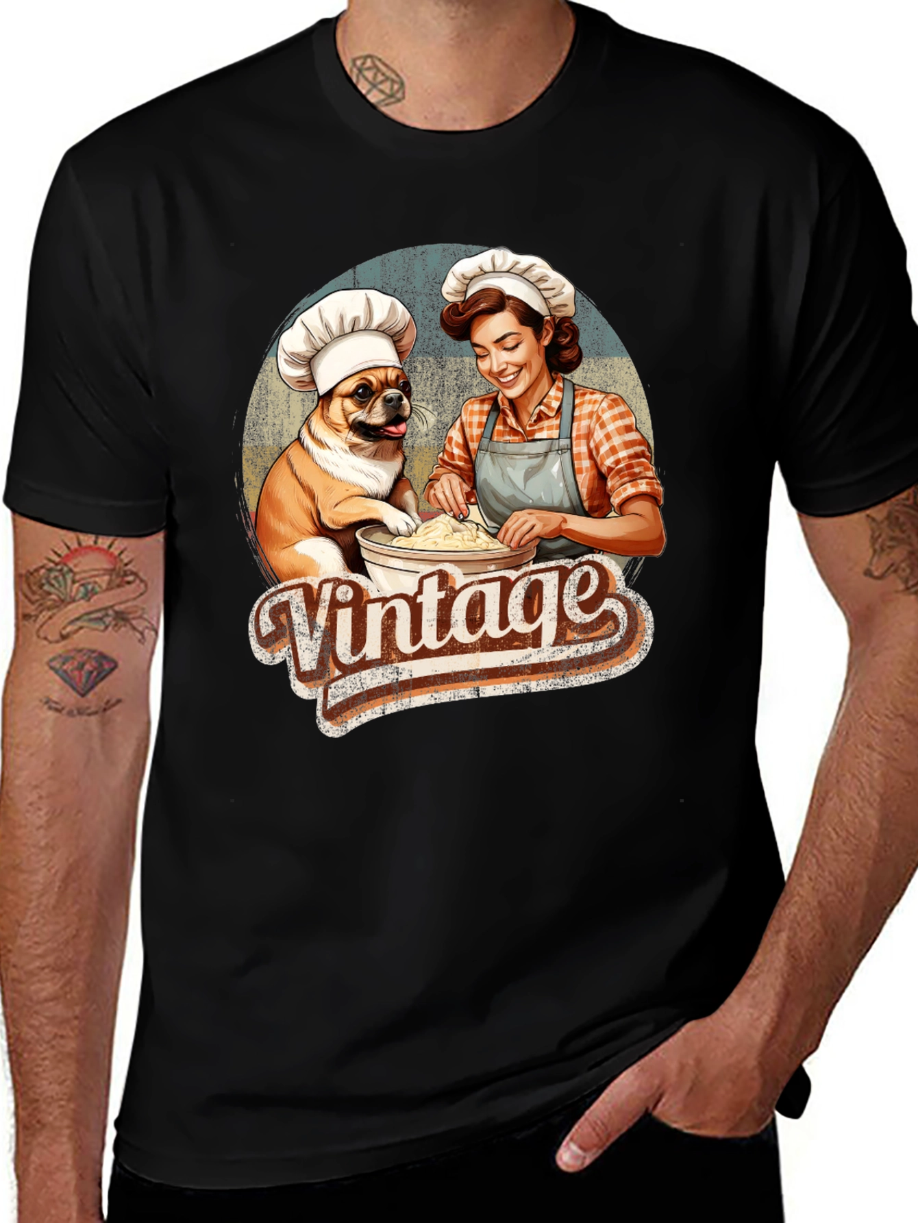 Variant 12 of Vintage Baking T-Shirt with Woman and Dog