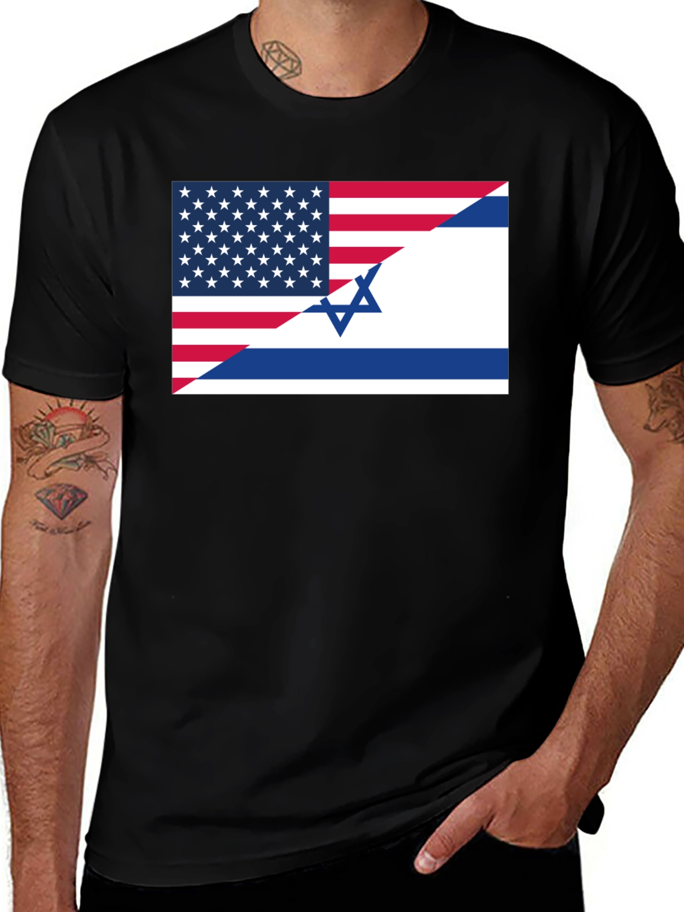 Variant 2 of USA Israel Flag Graphic T-Shirt