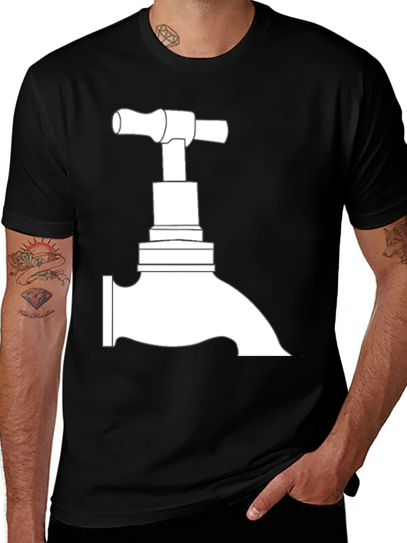 Variant 4 of Faucet Graphic Tee - Black Cotton T-Shirt
