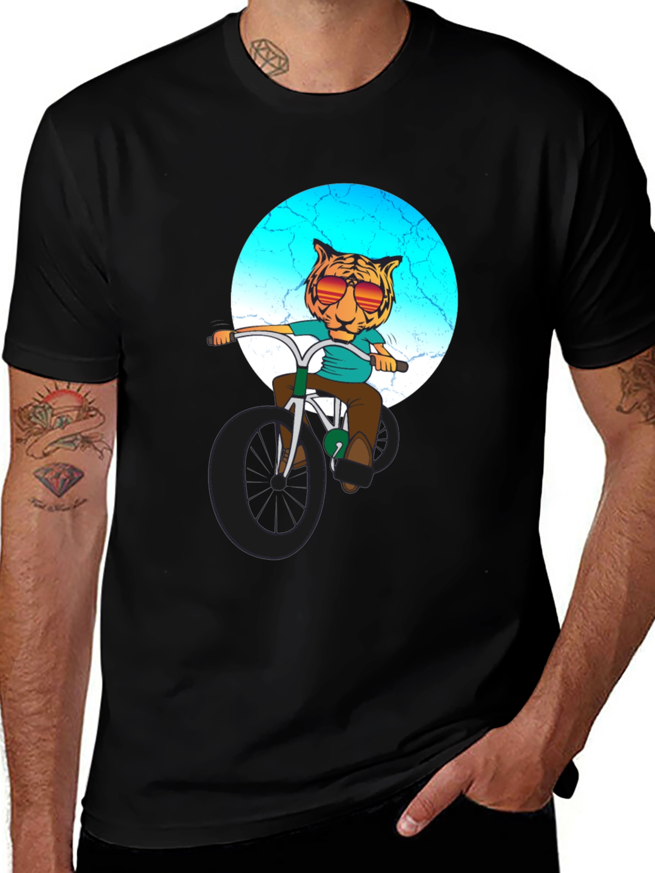 Variant 7 of Cool Tiger Riding Bike Graphic T-Shirt
