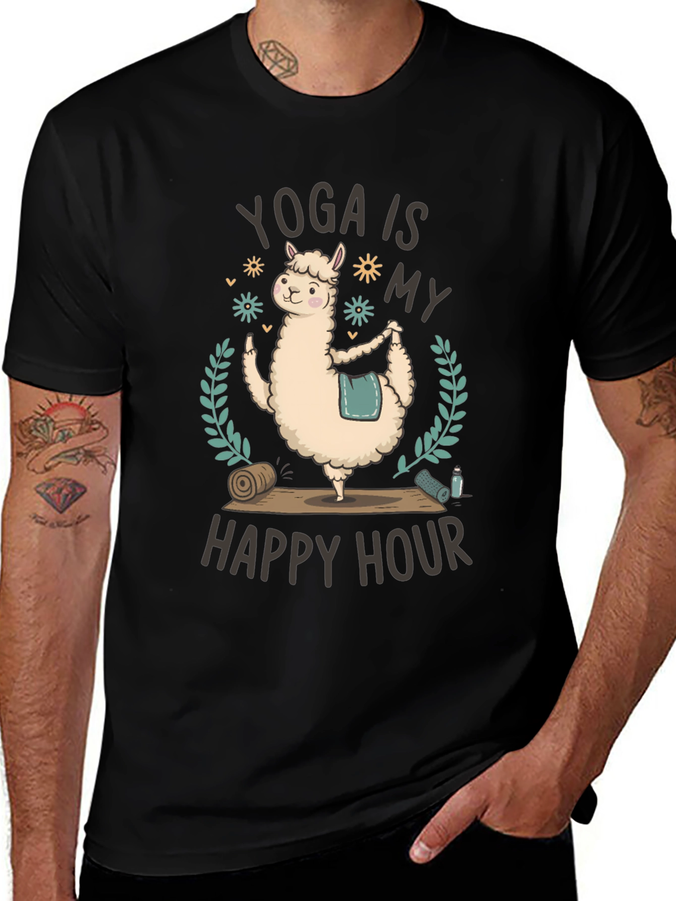 Variant 17 of Yoga Llama T-Shirt - Happy Hour Fitness Tee