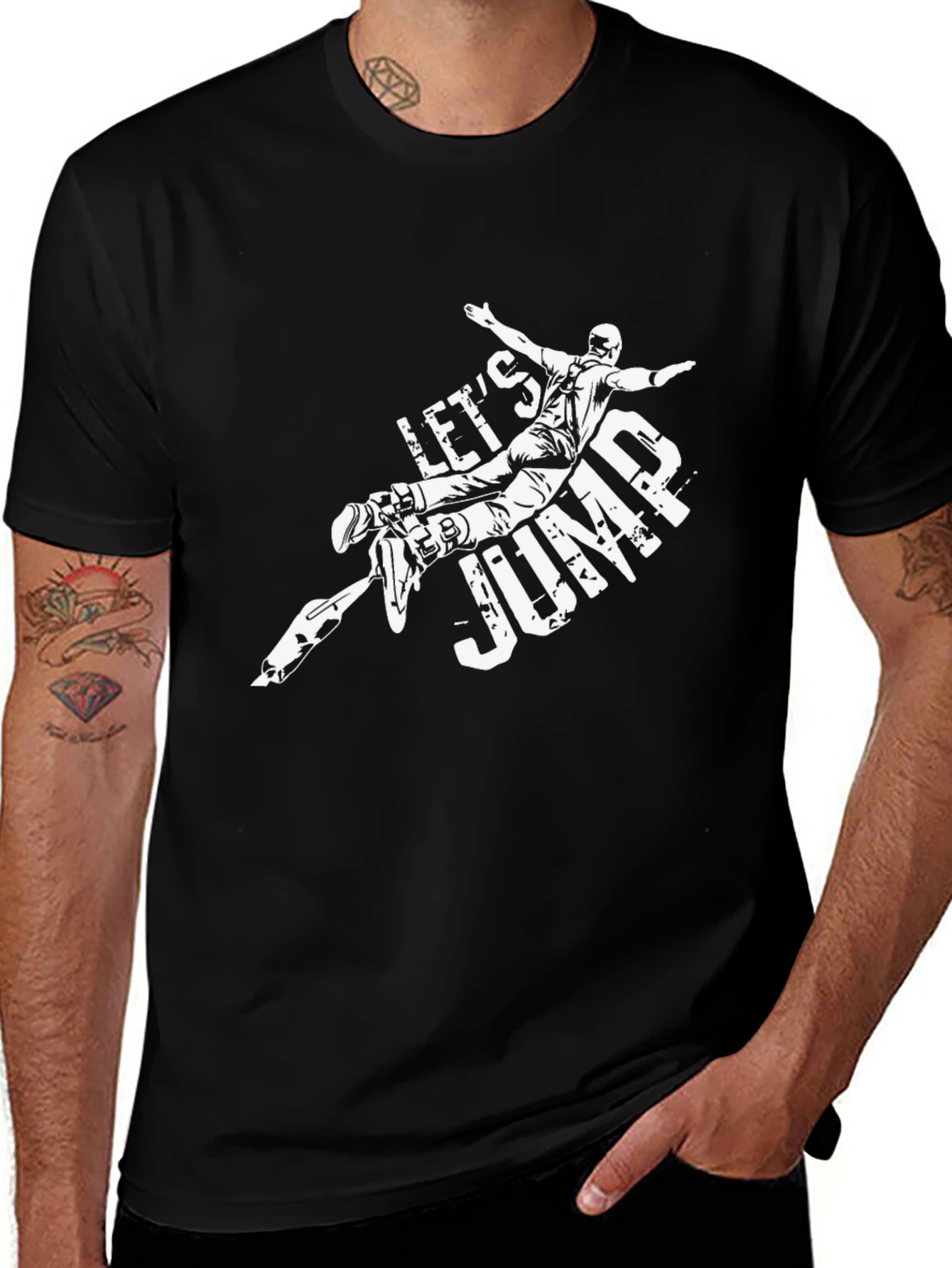 Variant 5 of Let's Jump Graphic Tee - Stylish Black Cotton T-Shirt