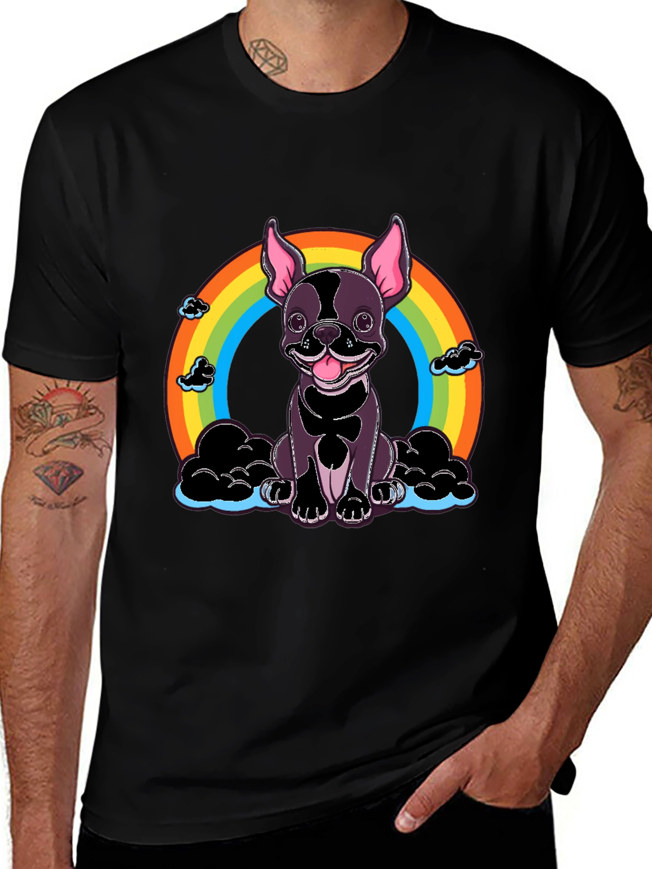 Variant 12 of Rainbow Dog T-Shirt - Cute Bulldog Graphic Tee