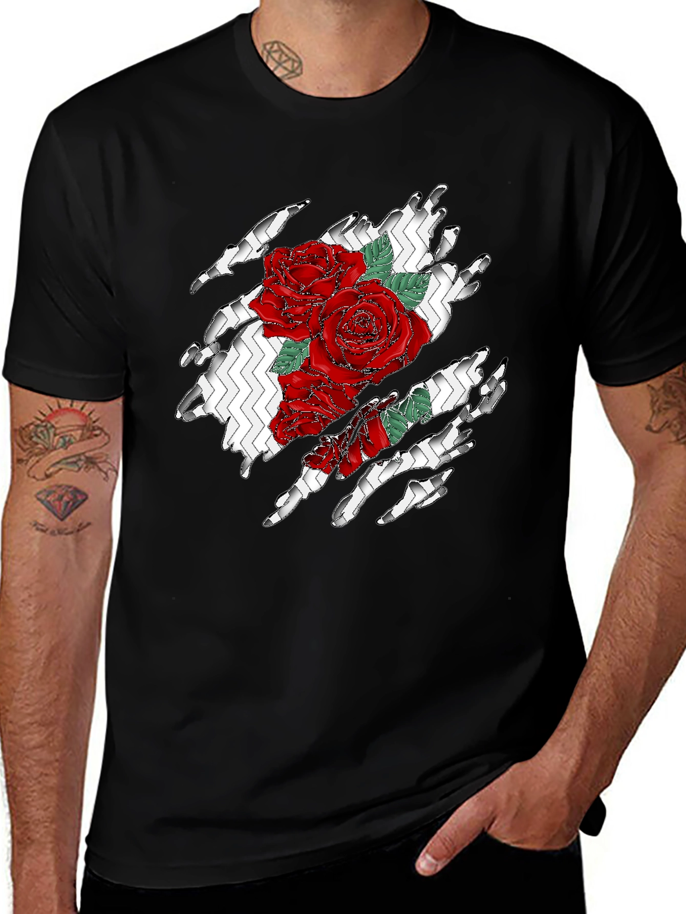 Variant 25 of Rose Torn Black T-Shirt 