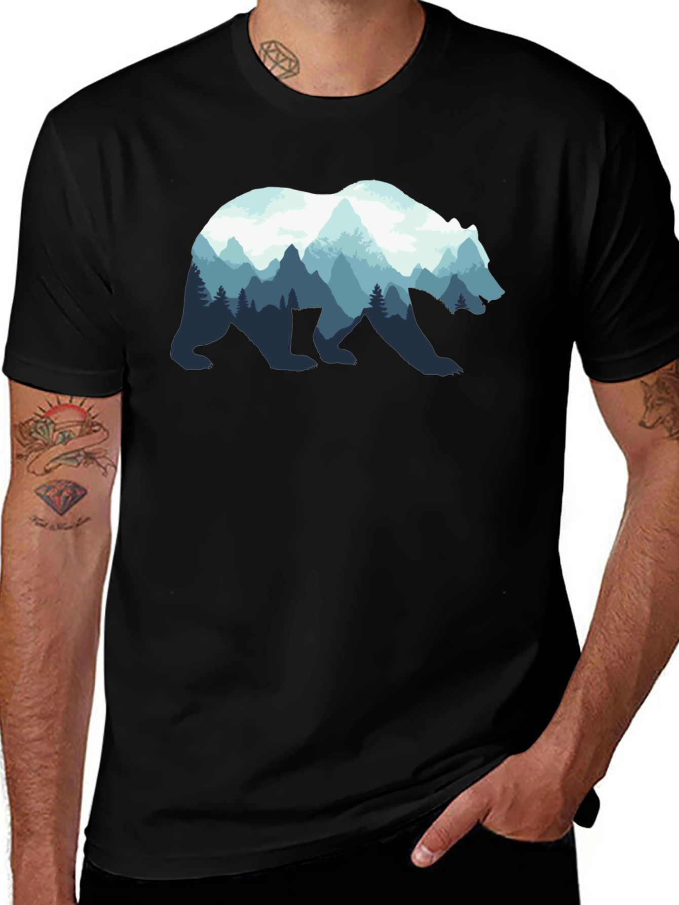 Variant 11 of Nature Bear Graphic Tee - Black