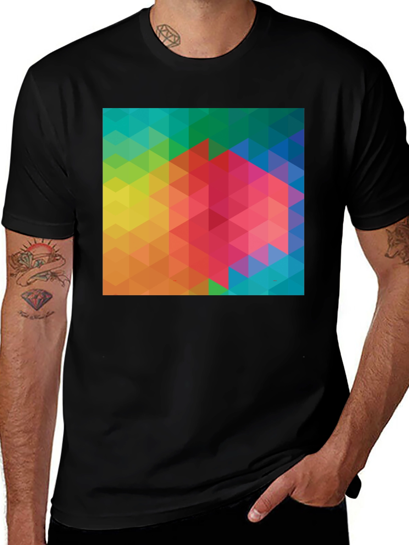 Variant 11 of Geometric Triangle Pattern Tee - Modern Art Shirt