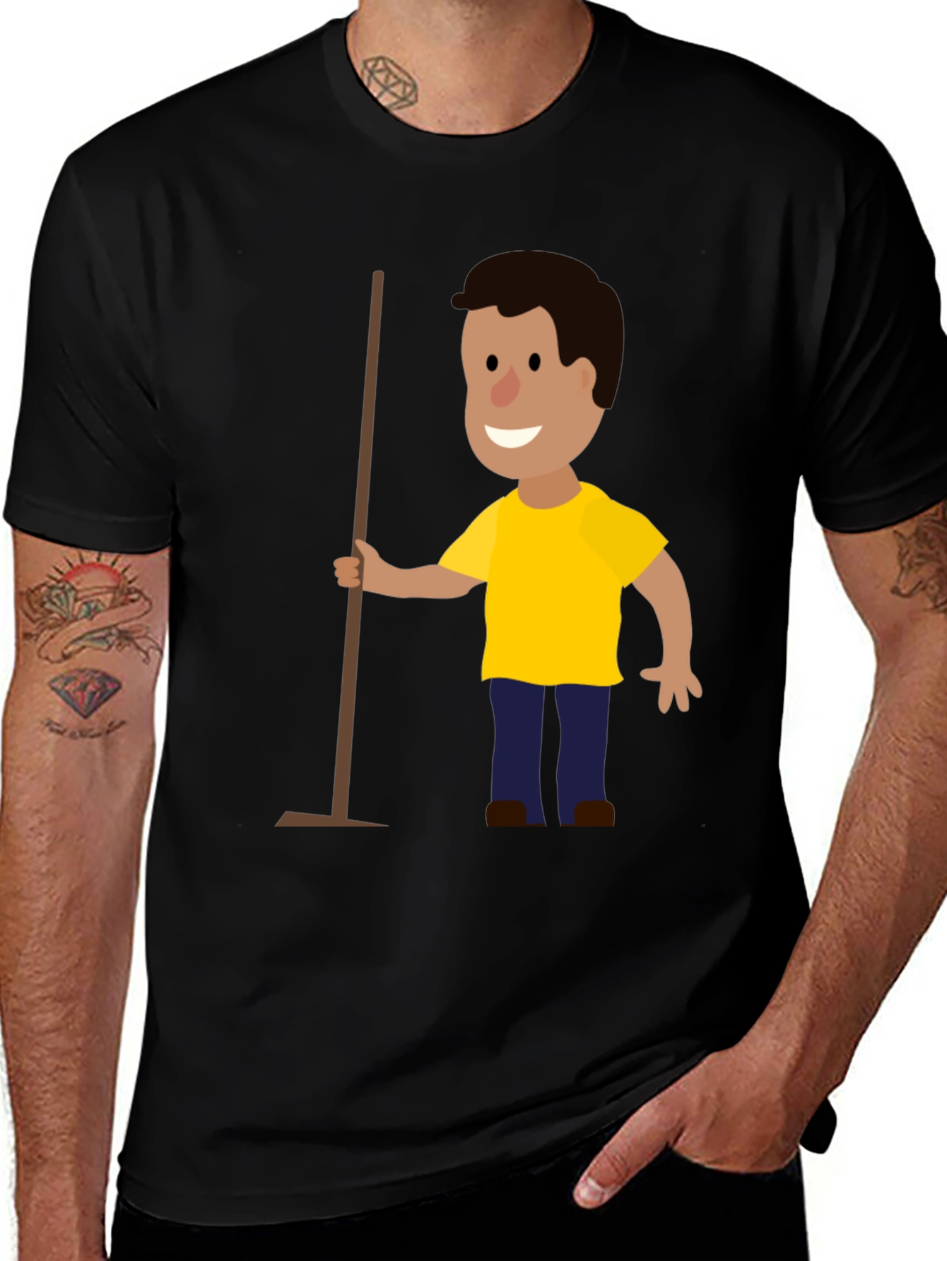 Variant 25 of Cartoon Janitor Black T-Shirt