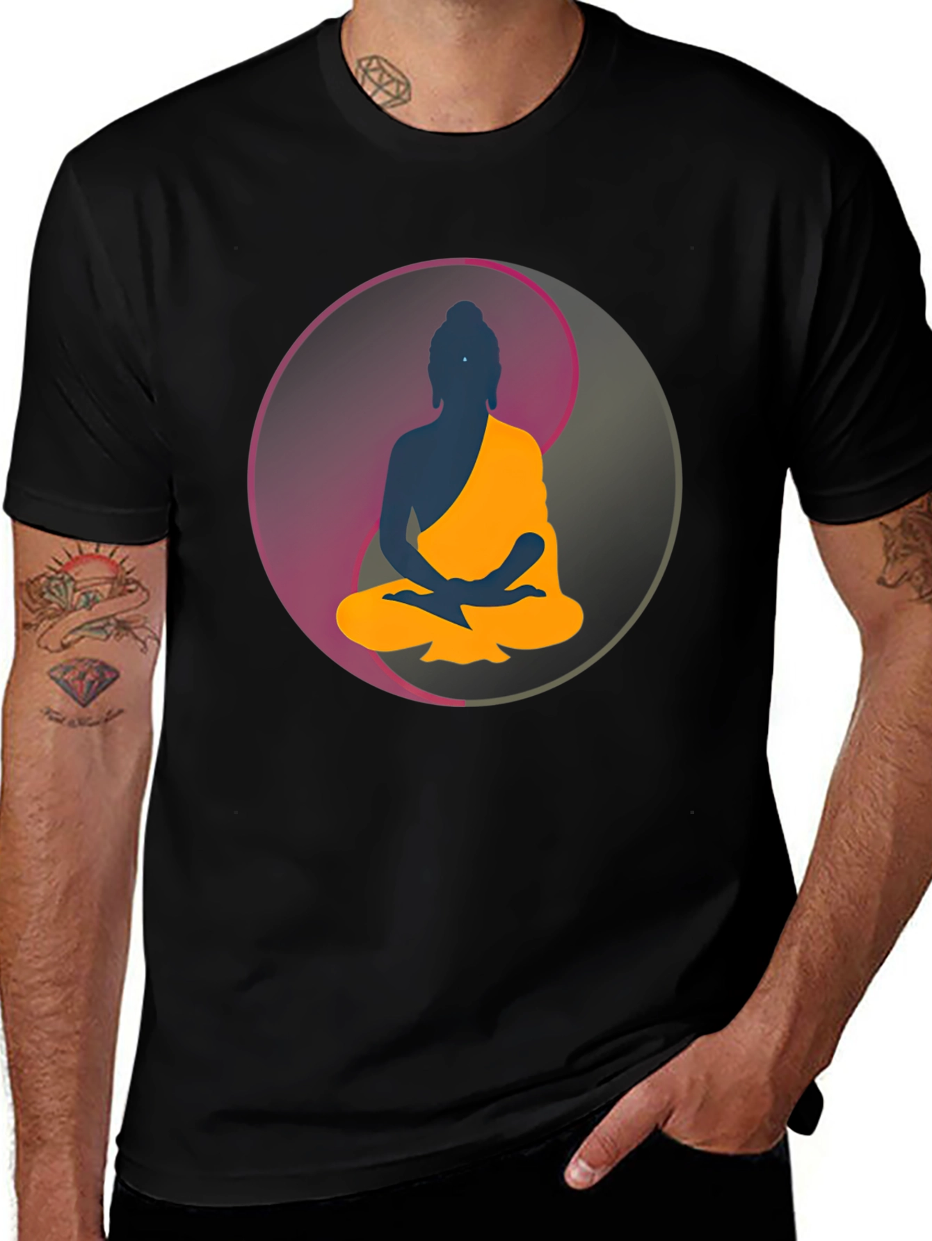Buddha Yin Yang Graphic T-Shirt - Meditation Zen Tee