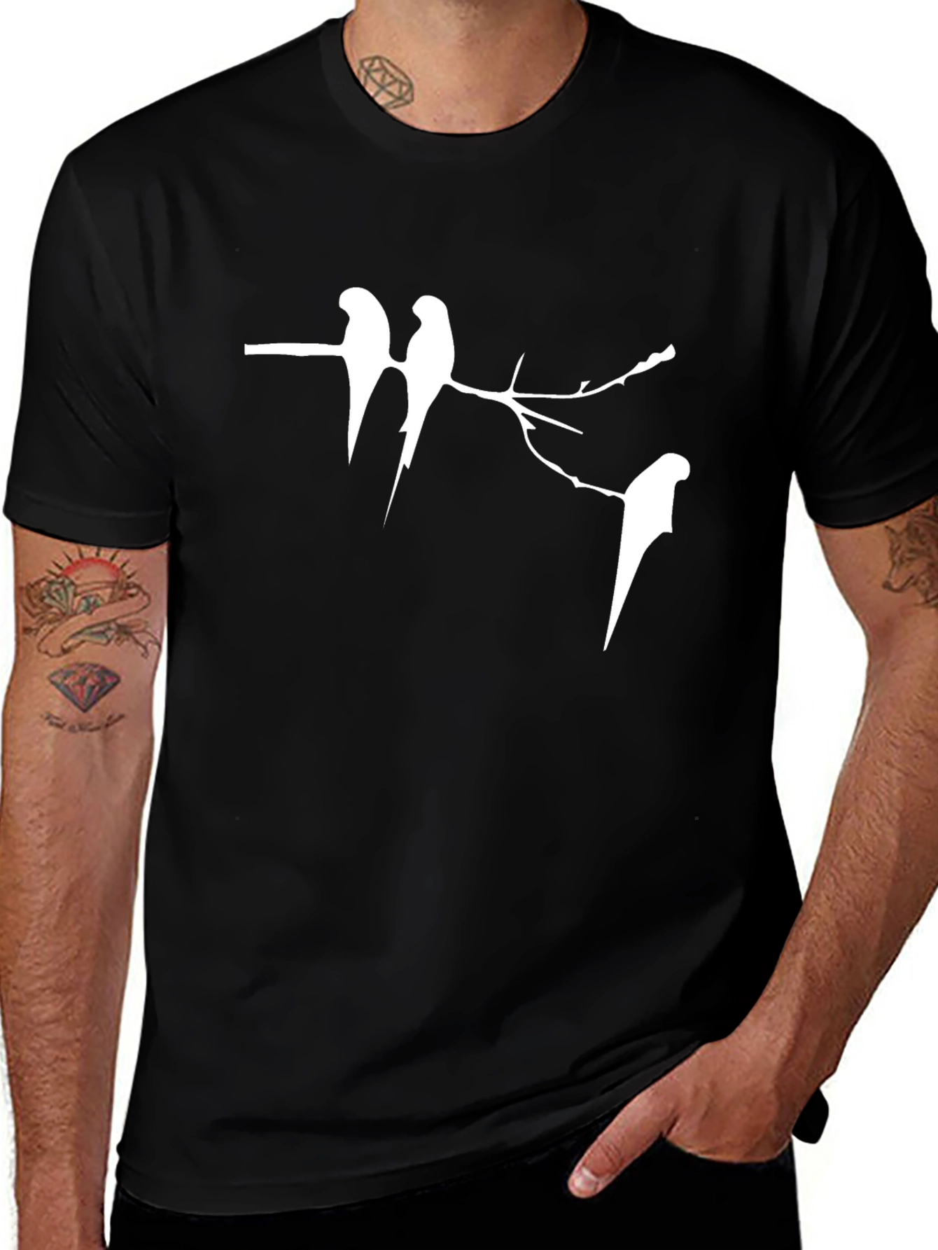 Variant 24 of Black T-Shirt with Bird Silhouette Graphic