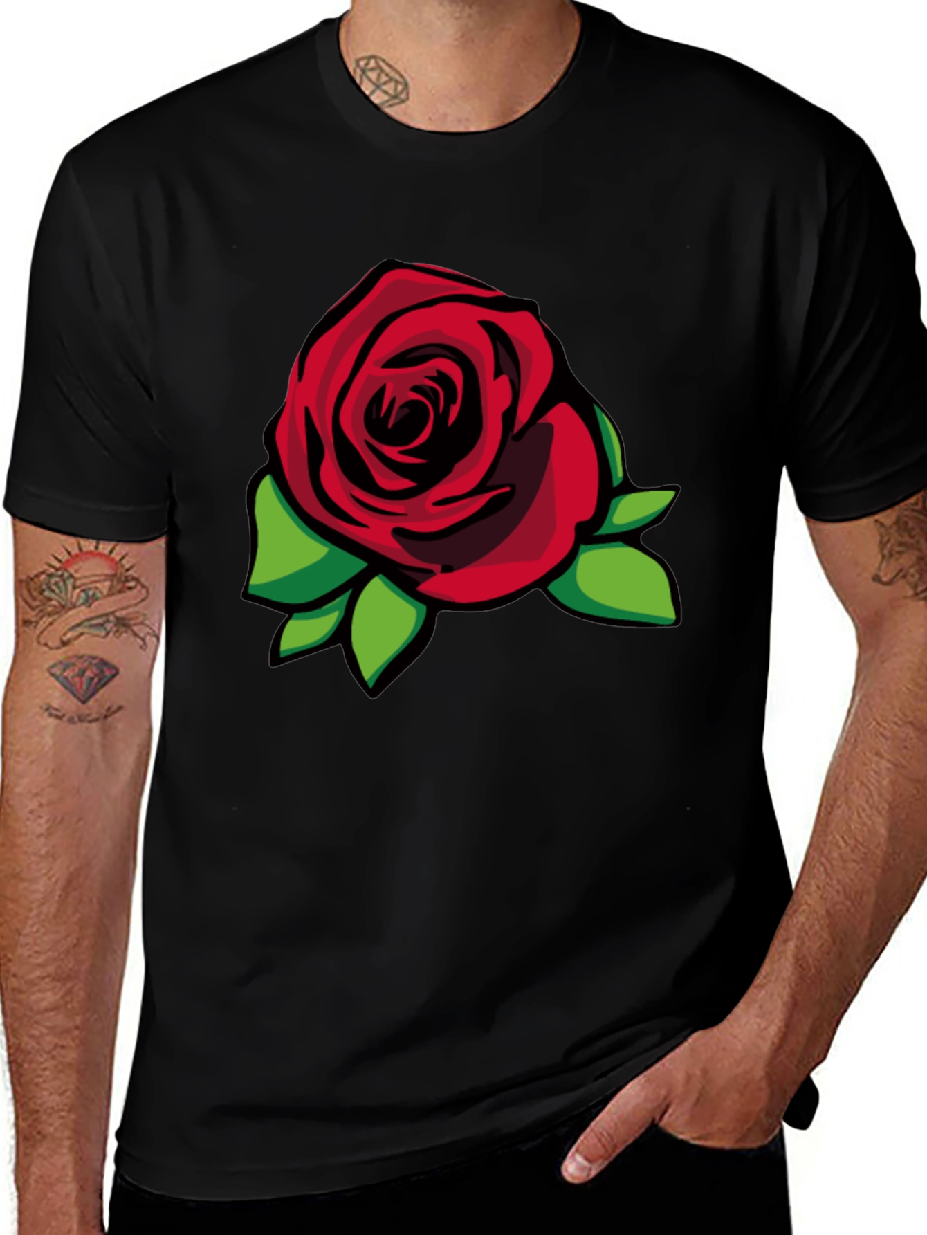 Variant 13 of Rose Graphic Black T-Shirt