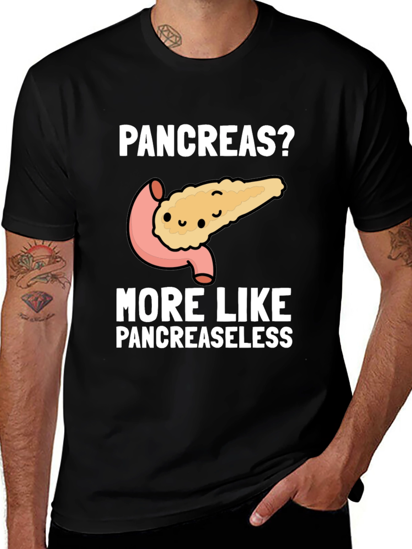 Variant 5 of Pancreas Humor T-Shirt - Pancreaseless Black Tee