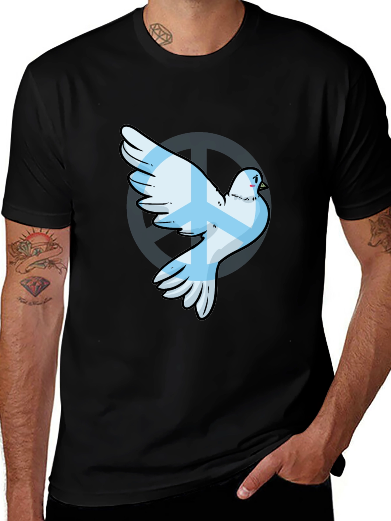 Peace Dove Graphic Tee - Black
