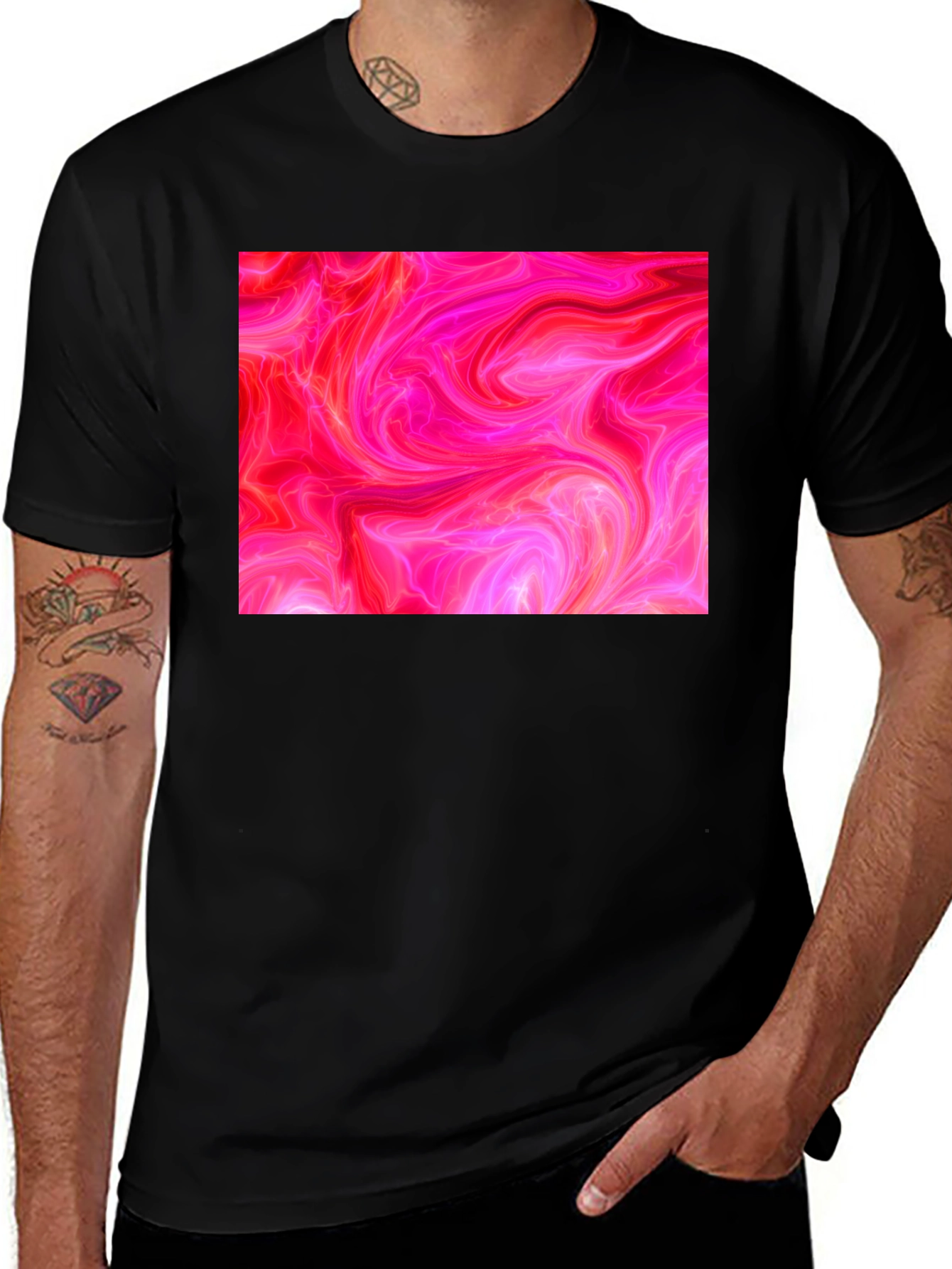 Variant 13 of Abstract Pink Swirl Graphic Tee - Modern Style
